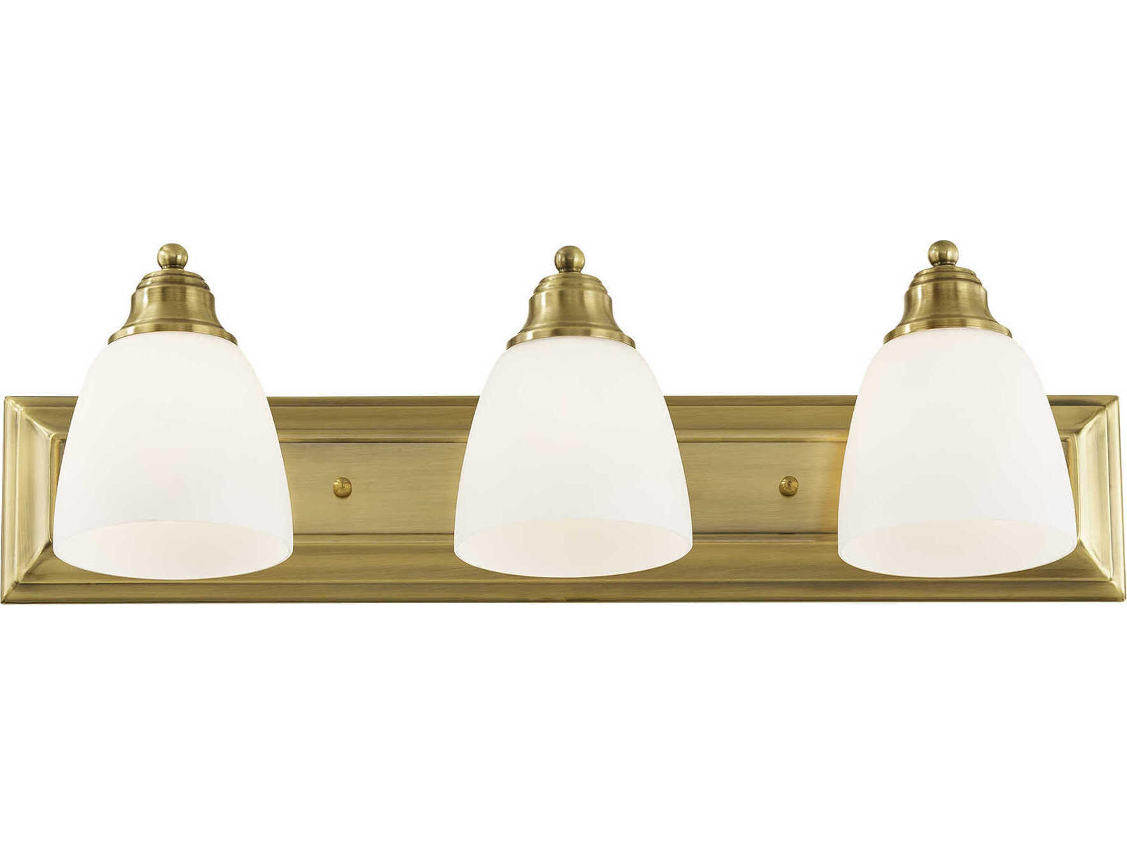 Livex Lighting Springfield 3-Light Antique Brass Glass Vanity Light