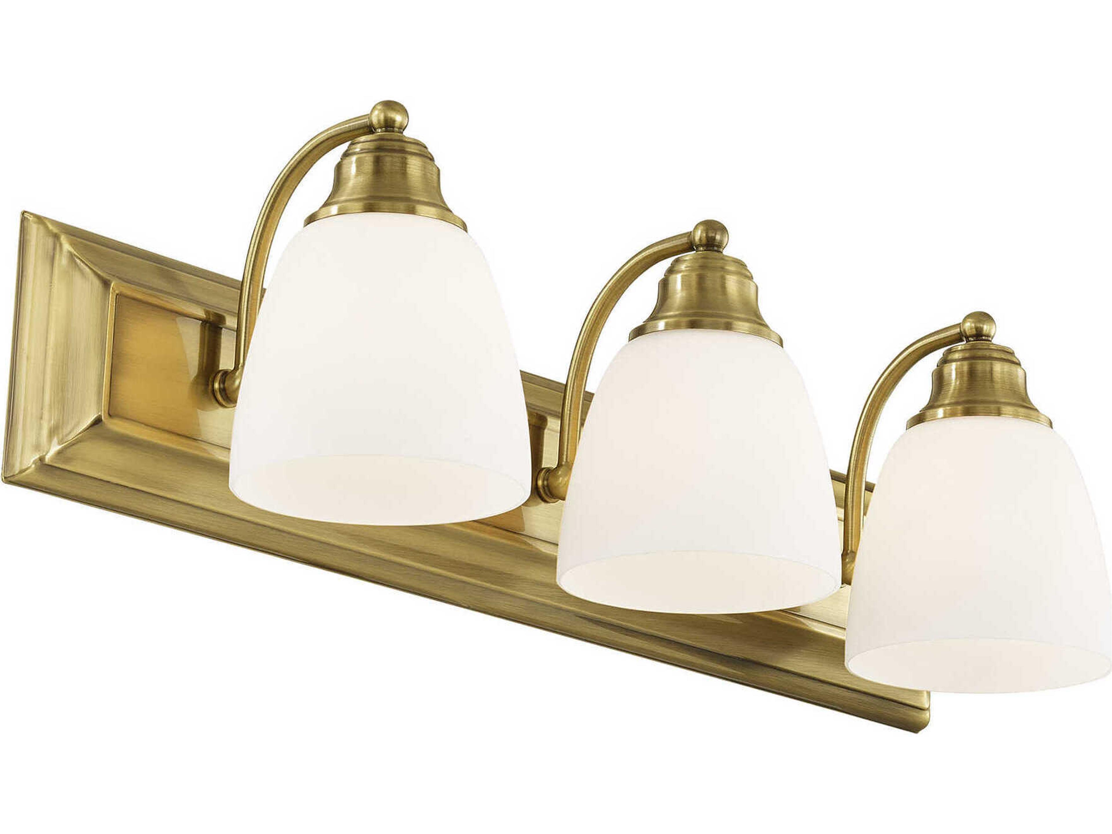 Livex Lighting Springfield 3-Light Antique Brass Glass Vanity Light