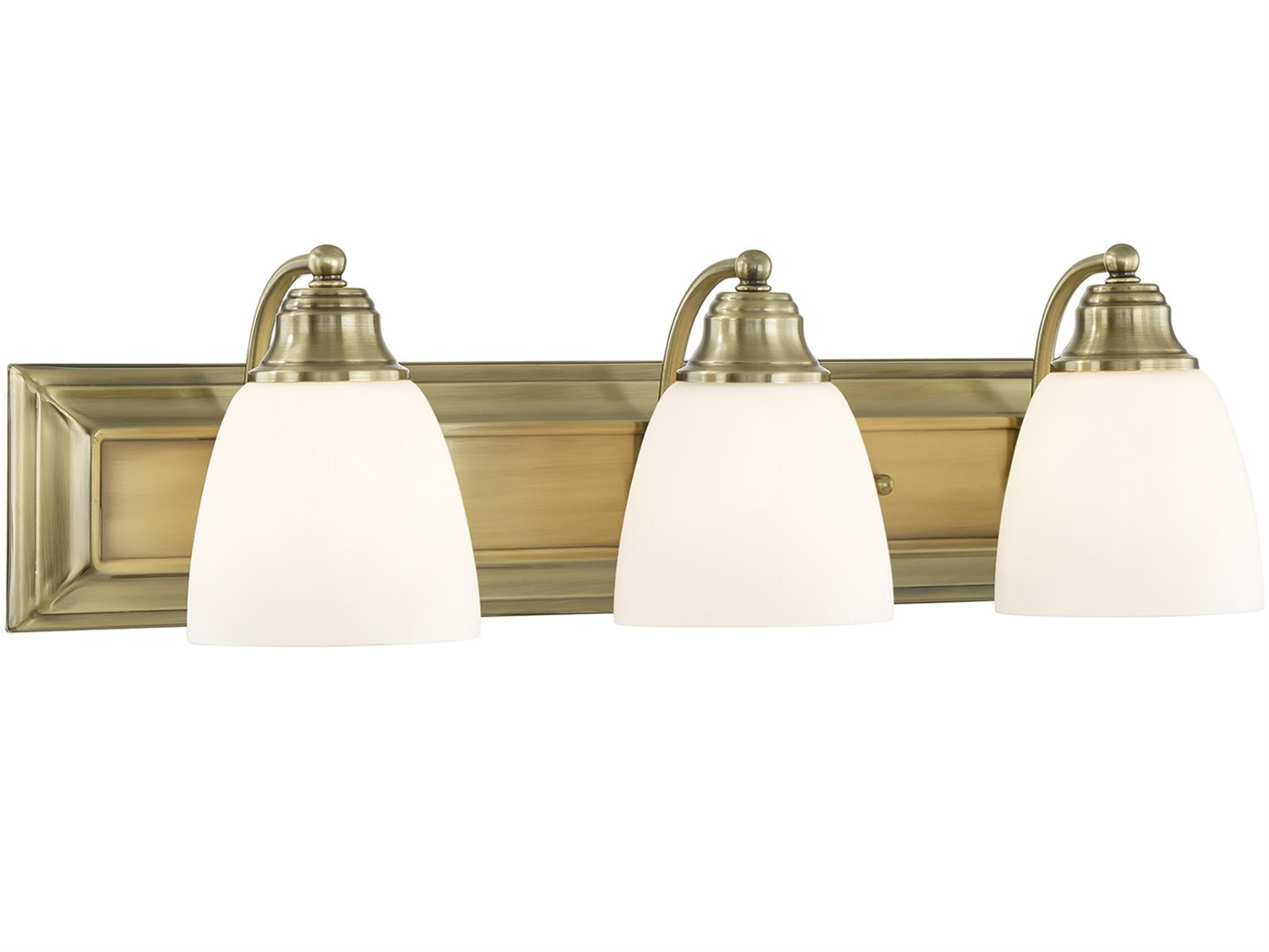 Springfield 3-Light Antique Brass Glass Vanity Light
