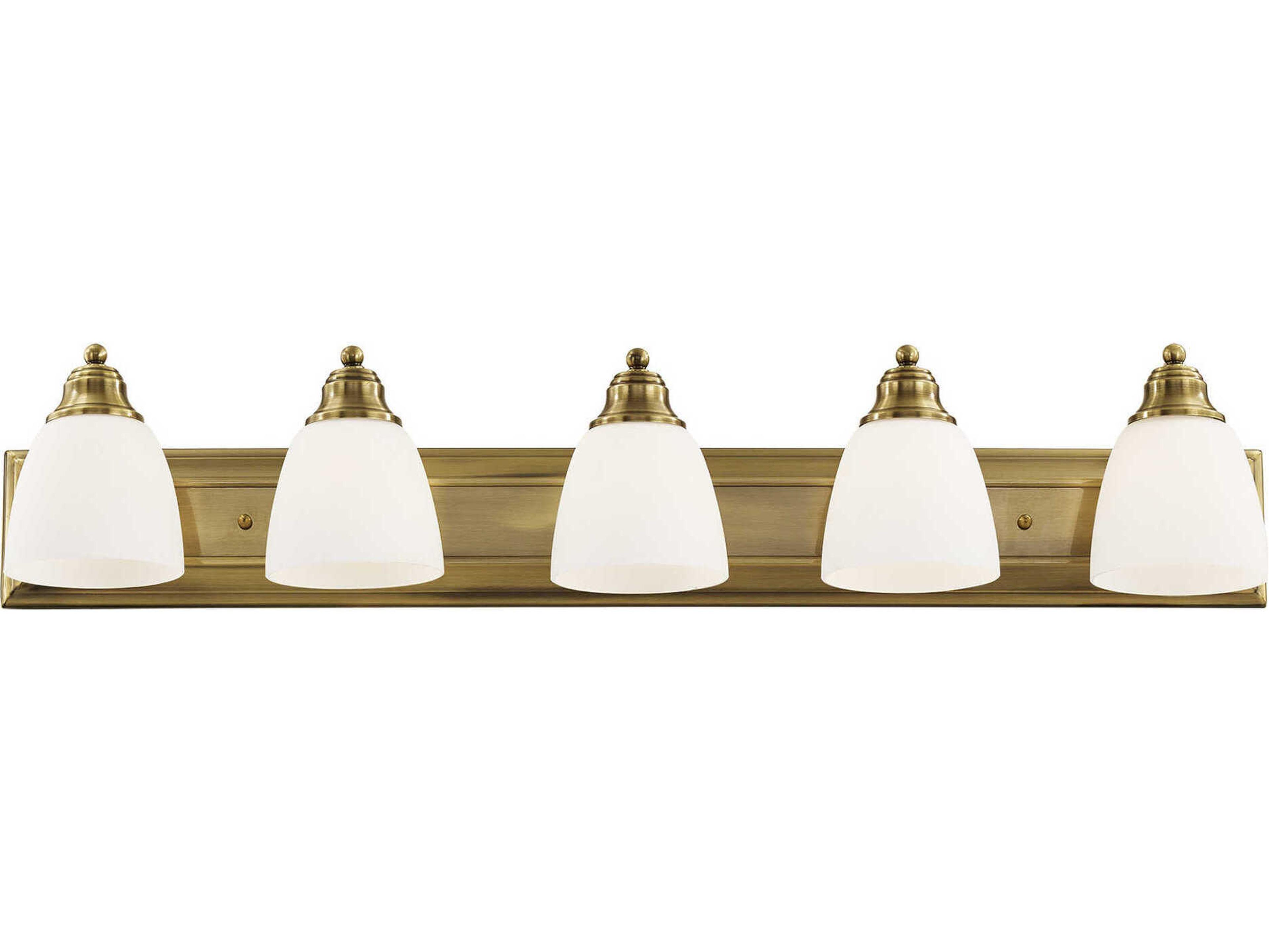 Livex Lighting Springfield 5-Light Antique Brass Glass Vanity Light