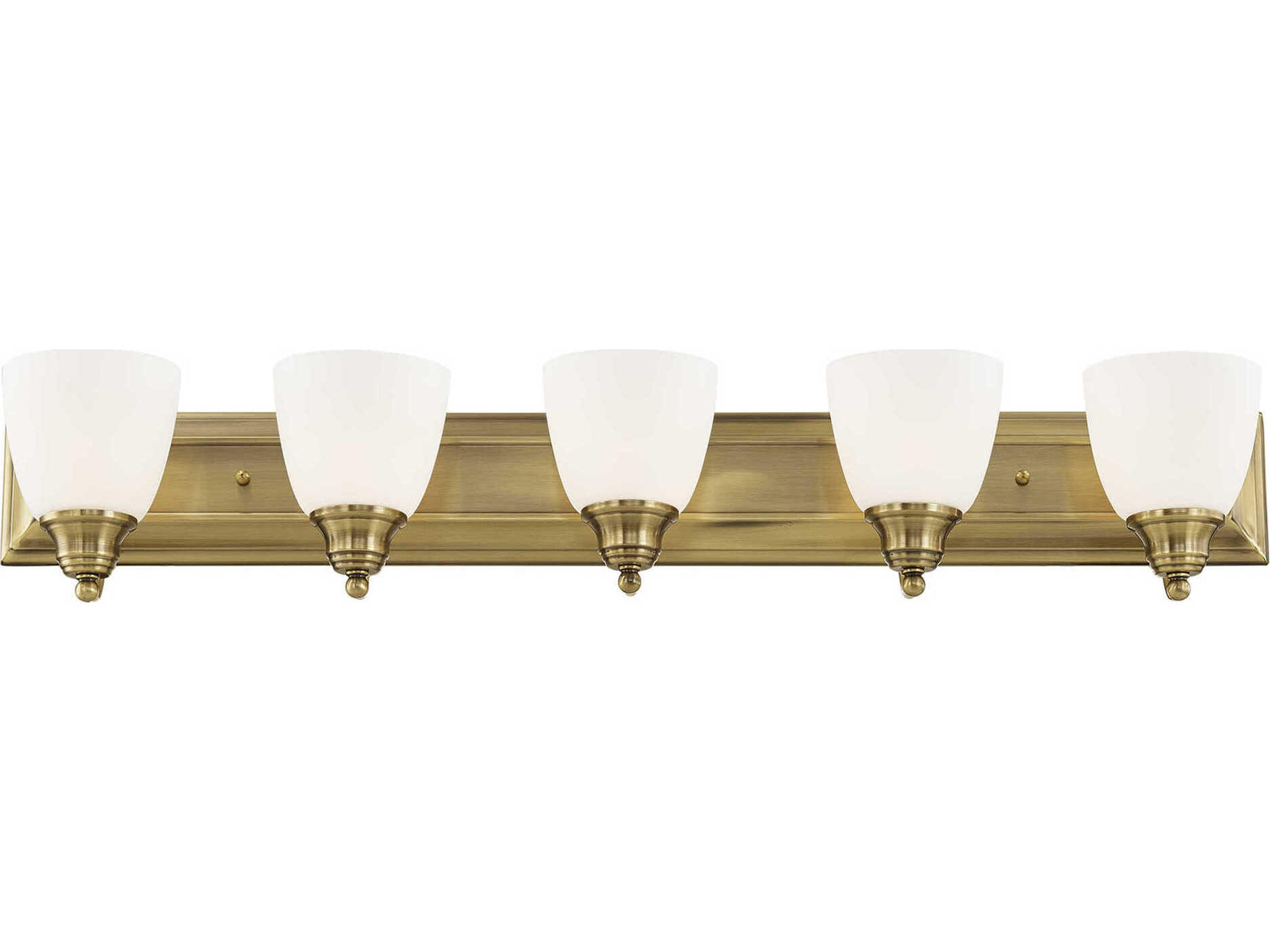 Livex Lighting Springfield 5-Light Antique Brass Glass Vanity Light