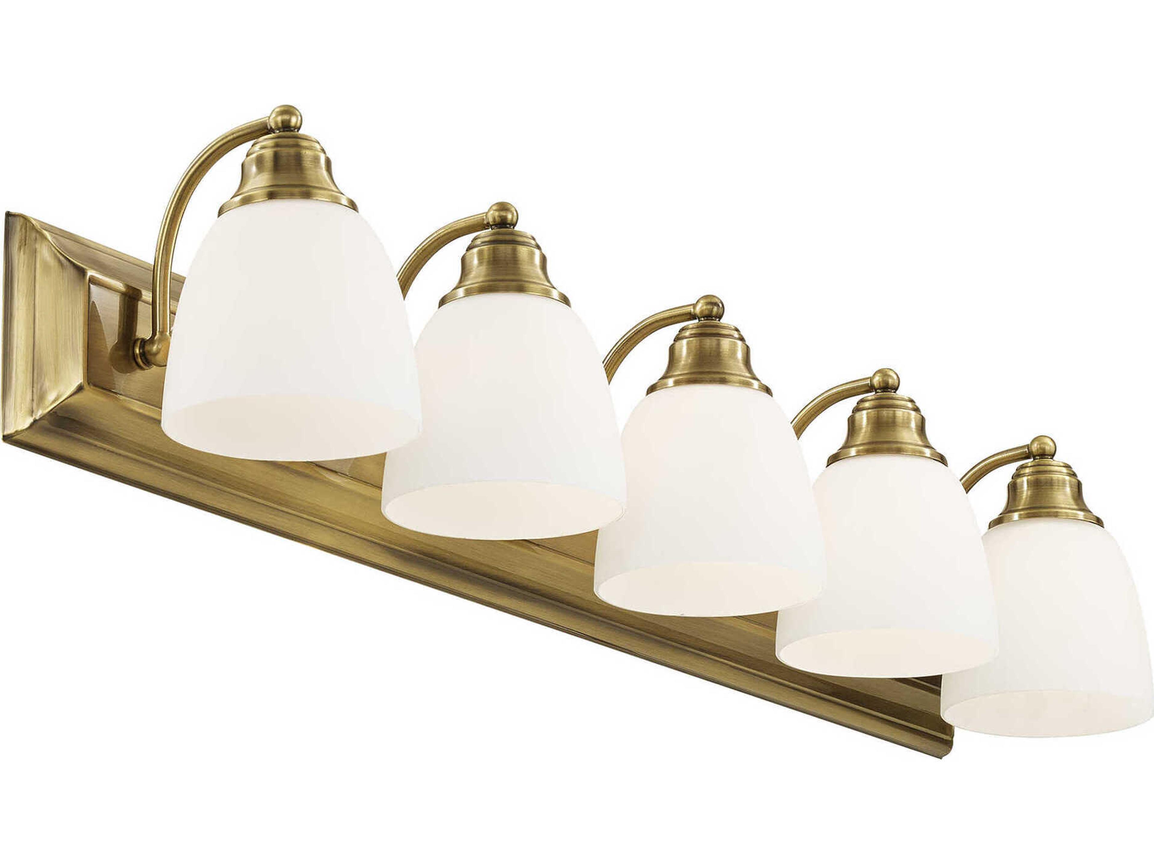 Livex Lighting Springfield 5-Light Antique Brass Glass Vanity Light
