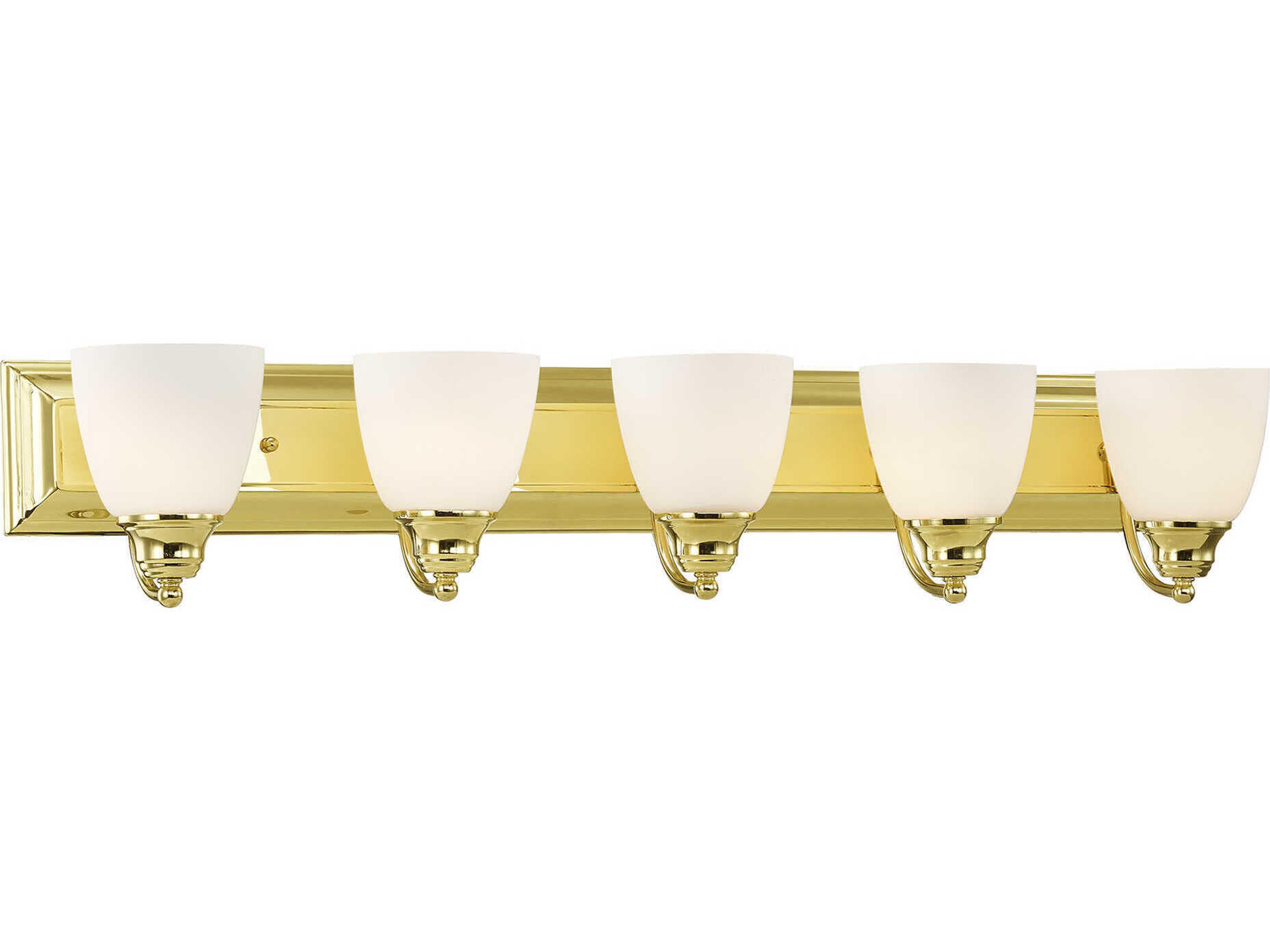 Springfield 5-Light Polished Brass Glass Vanity Light
