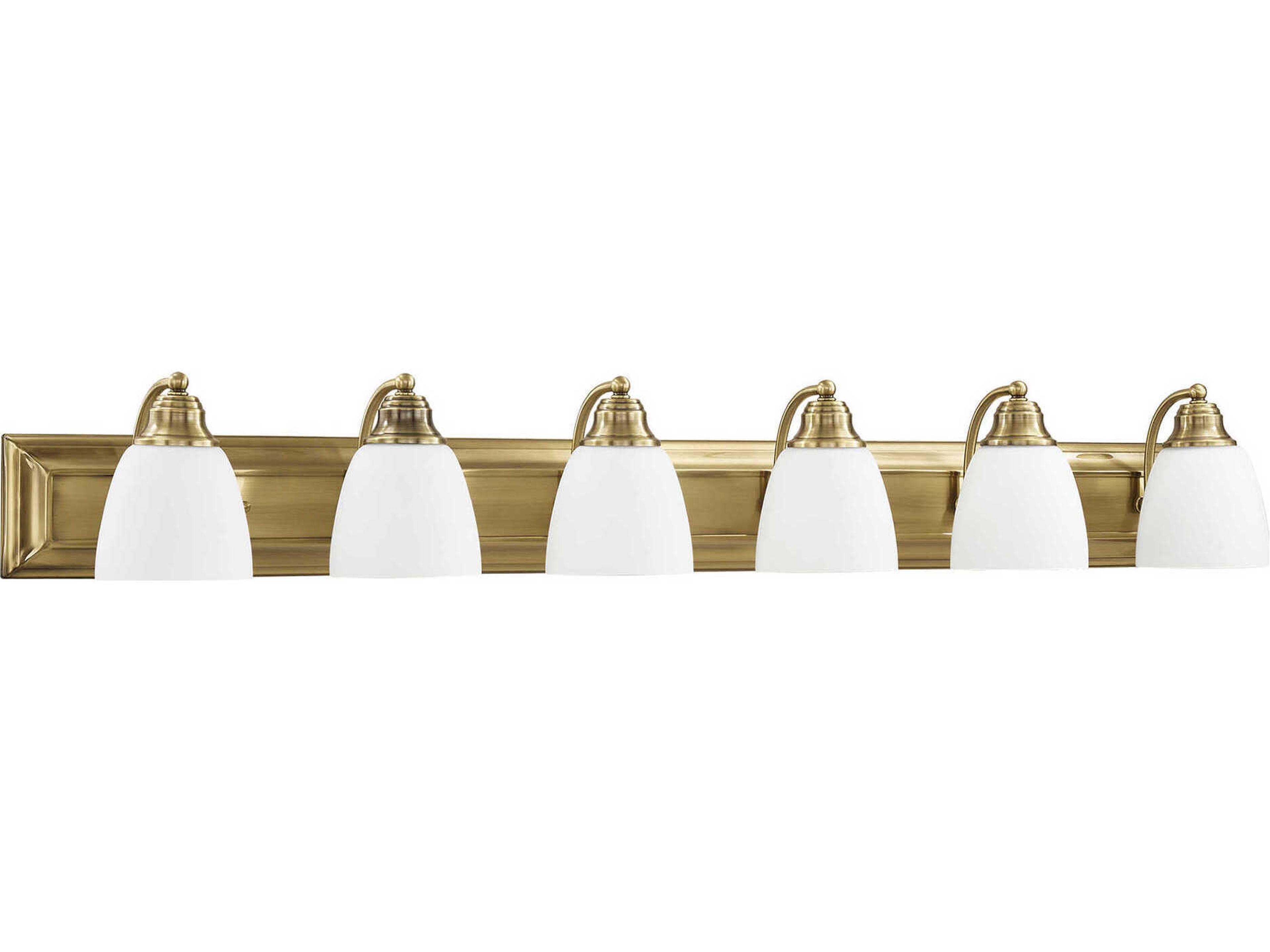 Livex Lighting Springfield 6-Light Antique Brass Glass Vanity Light