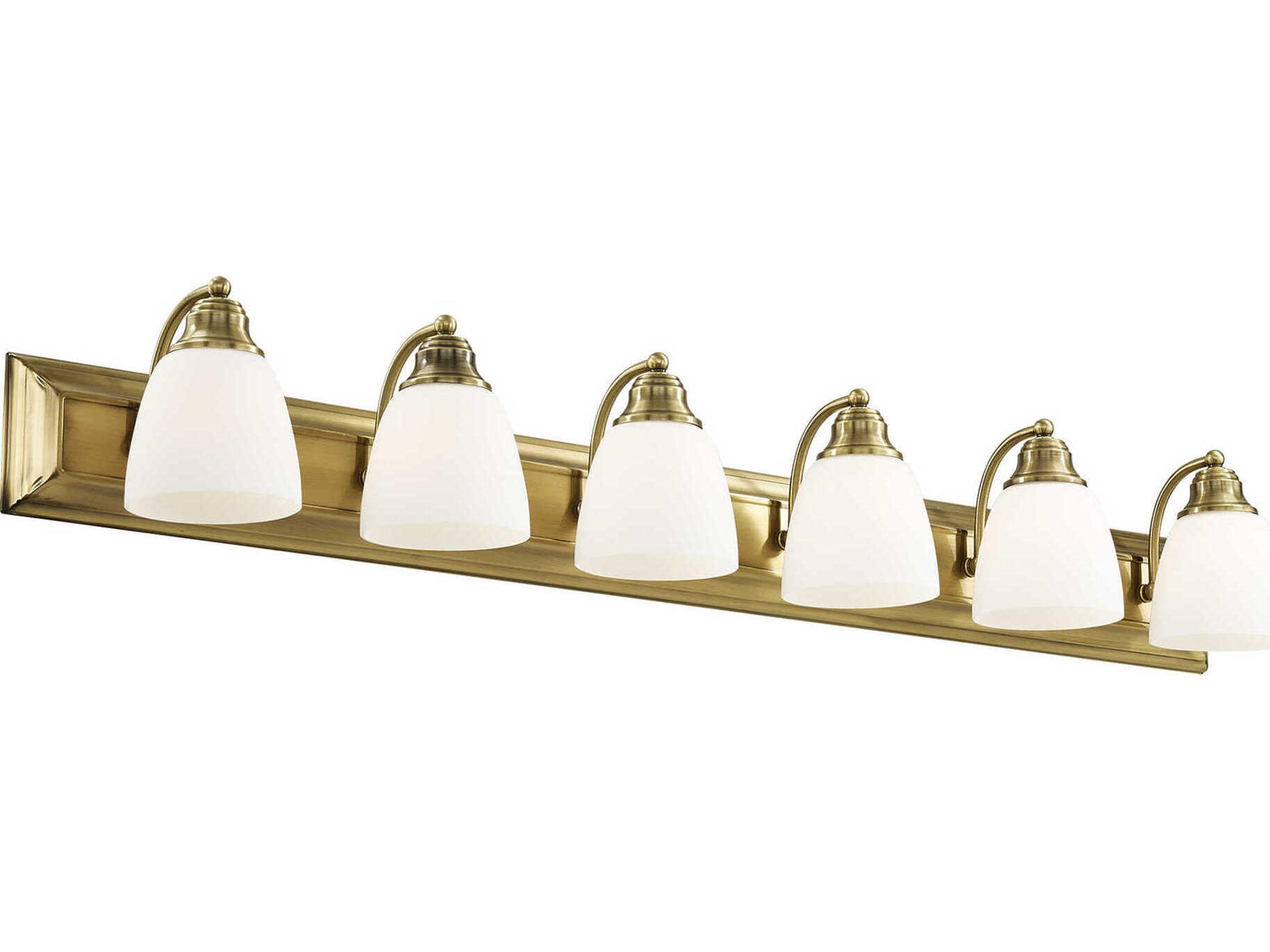 Livex Lighting Springfield 6-Light Antique Brass Glass Vanity Light