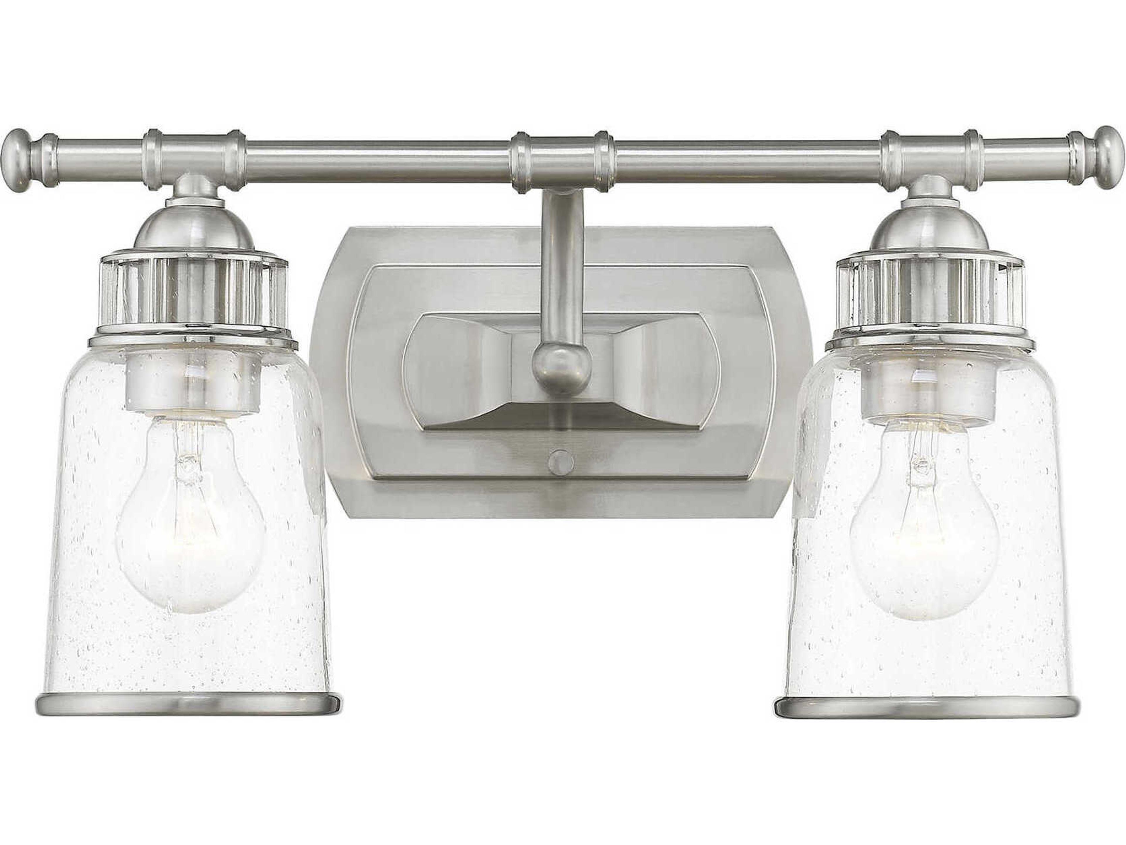 Lawrenceville 2-Light Brushed Nickel Clear Glass Vanity Light