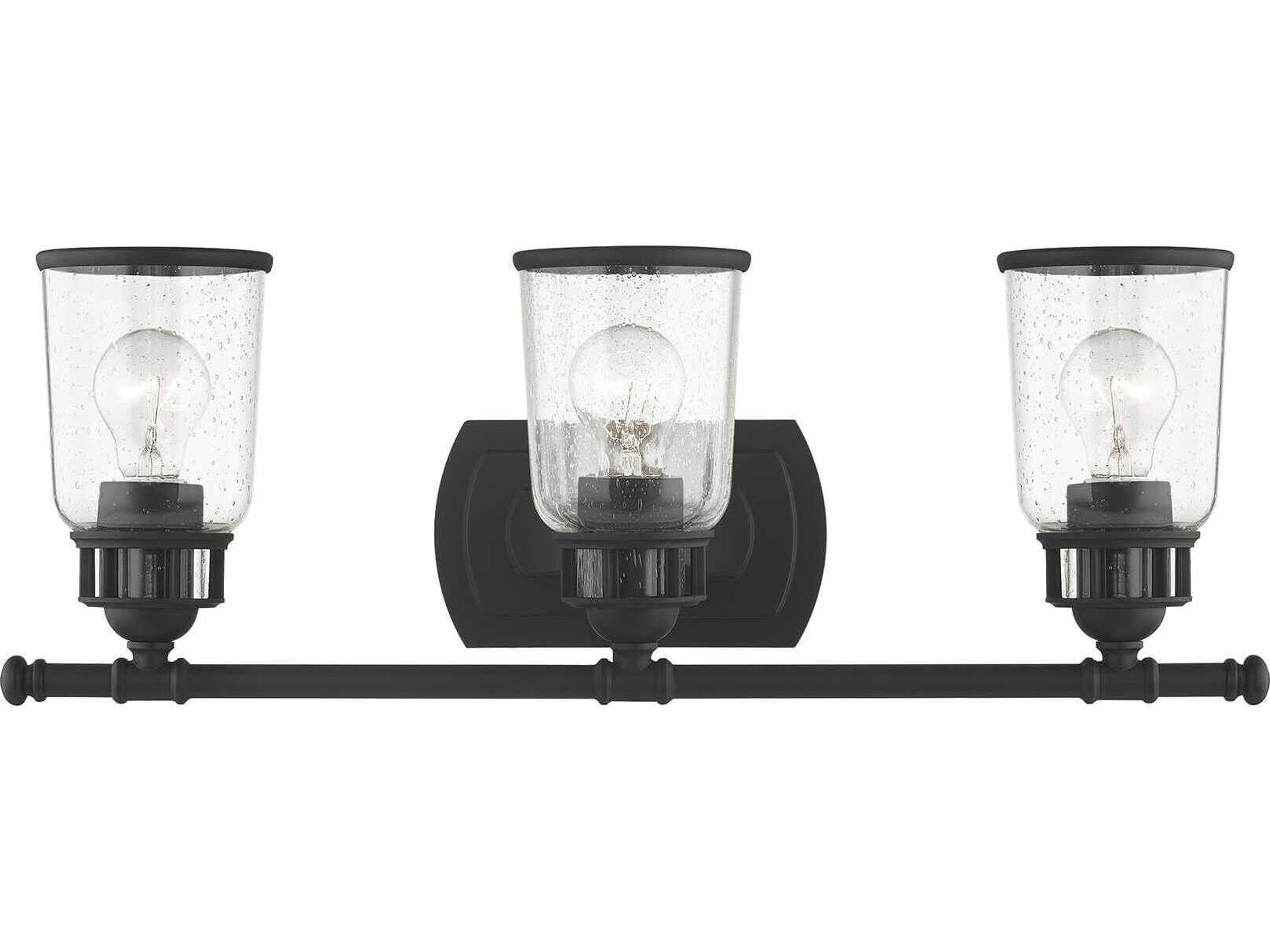 Lawrenceville 3-Light Black Clear Glass Vanity Light