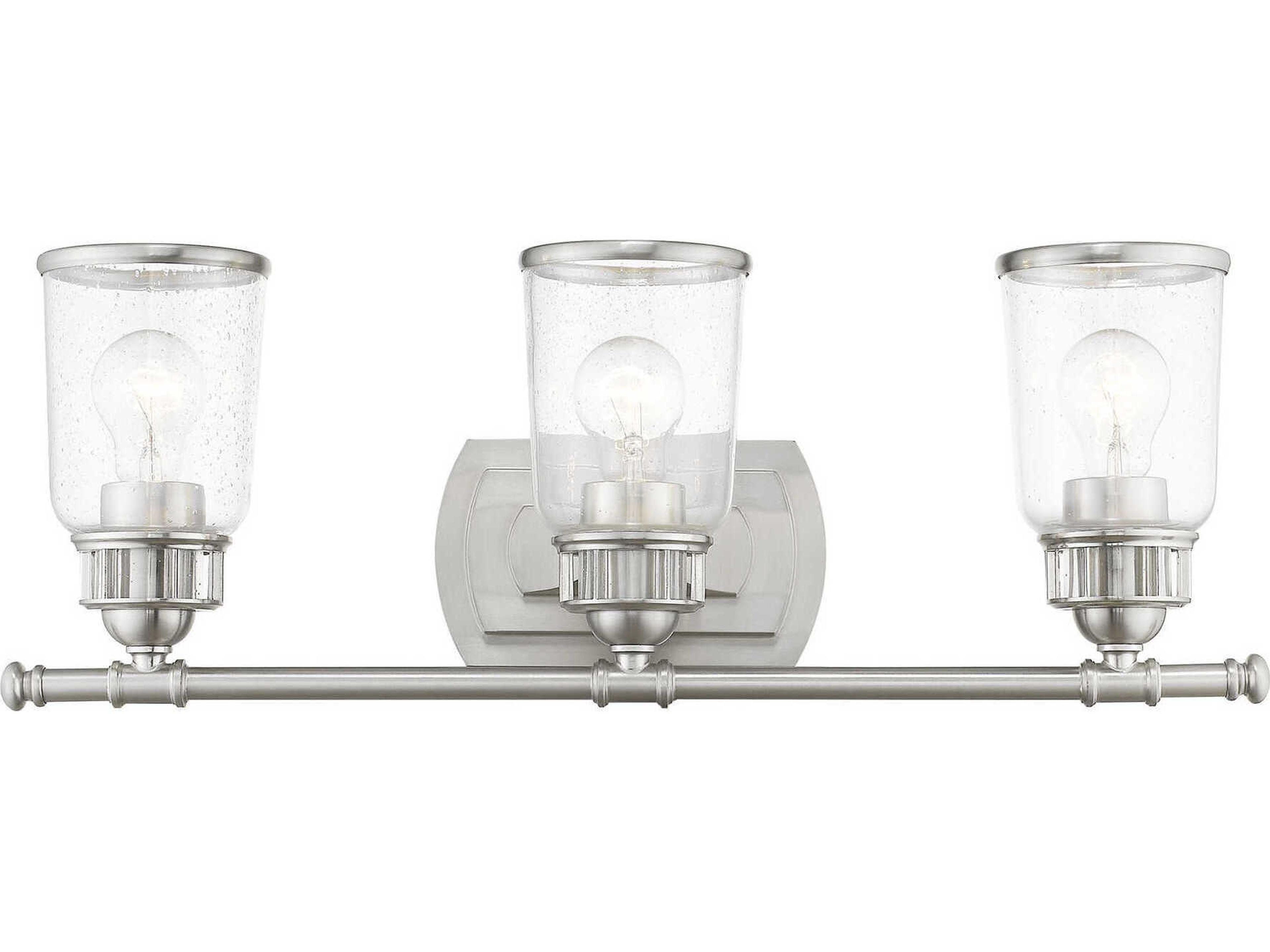 Lawrenceville 3-Light Brushed Nickel Glass Vanity Light