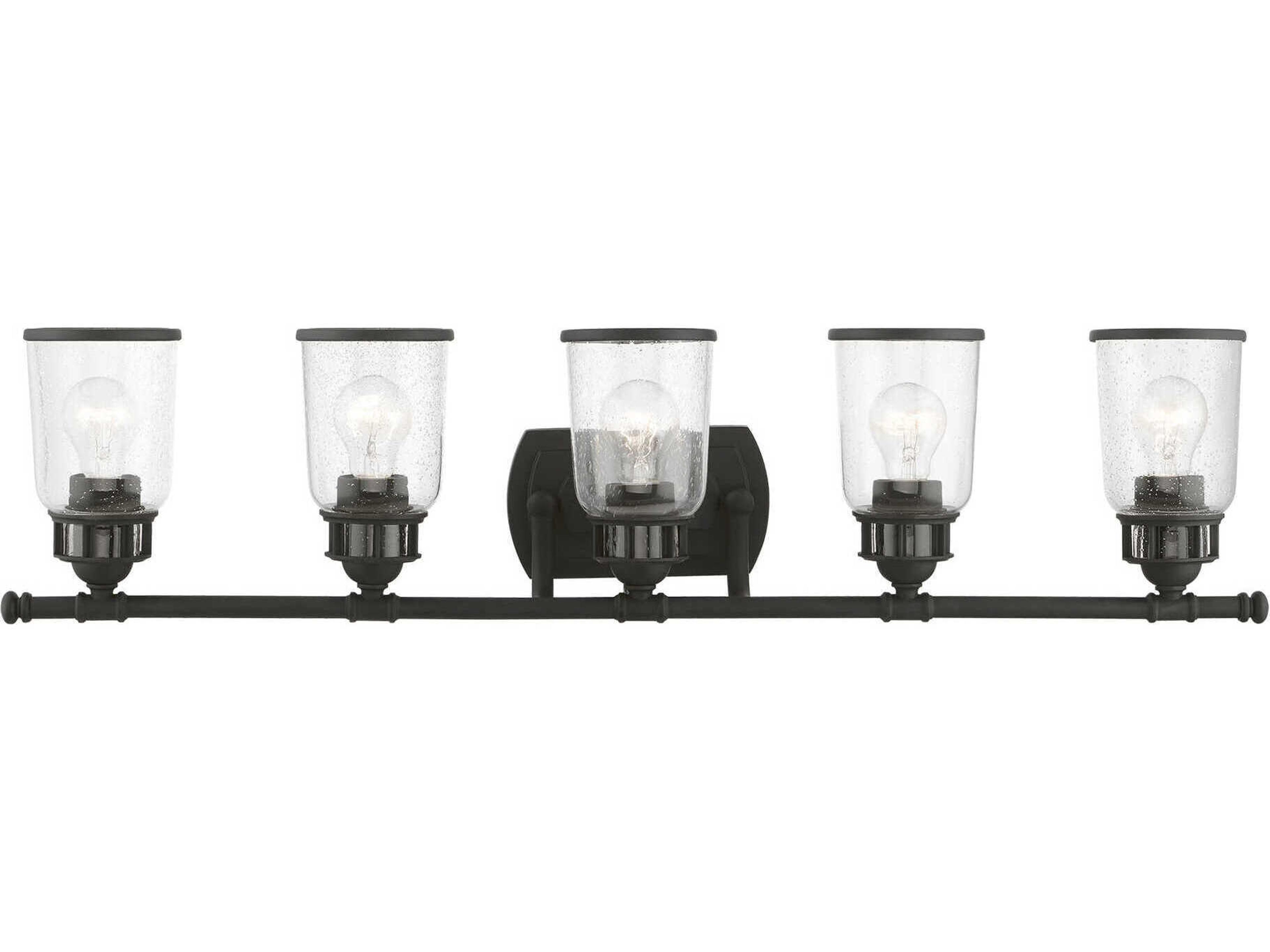 Lawrenceville 5-Light Black Glass Vanity Light