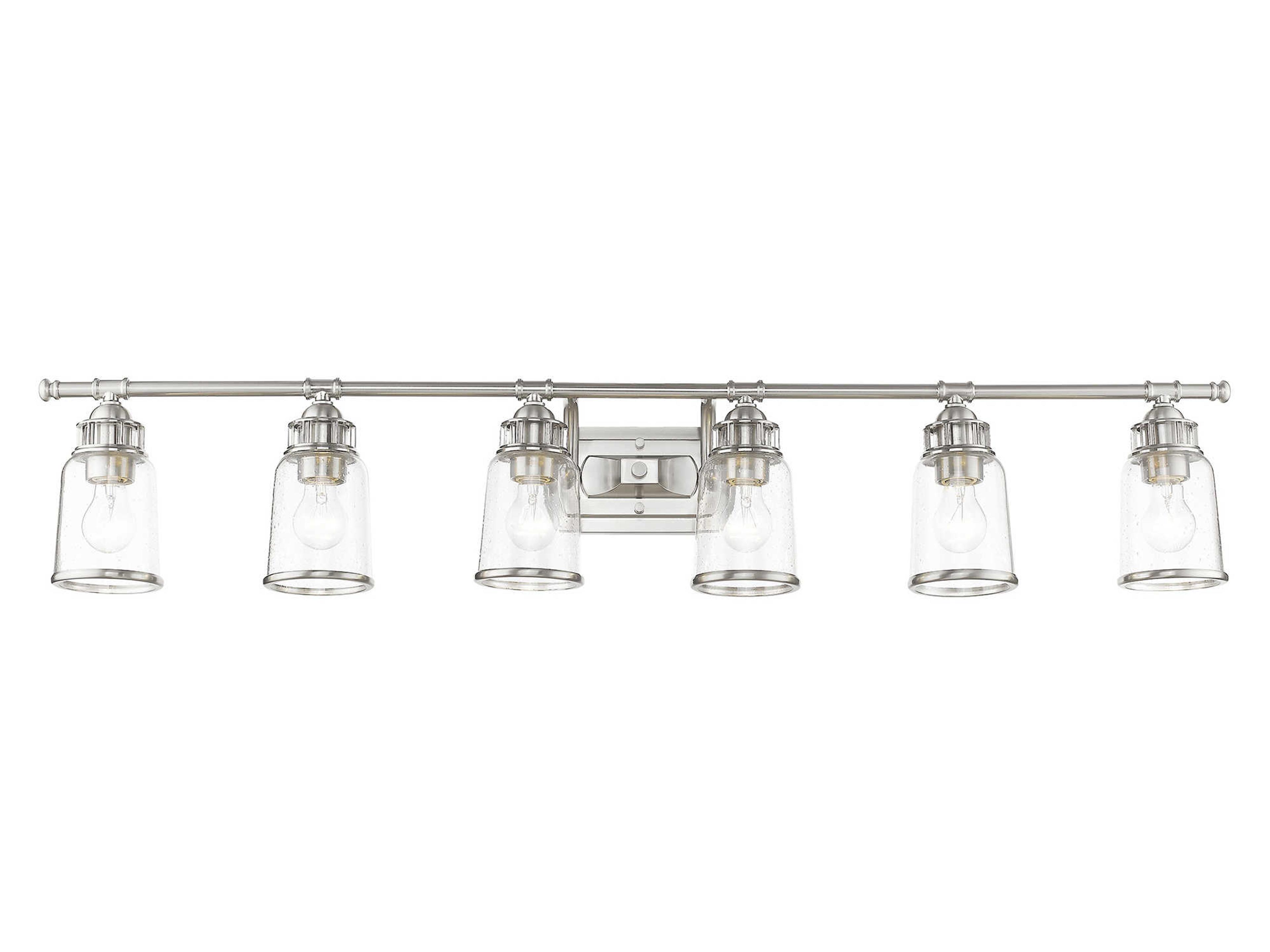 Livex Lighting Lawrenceville 6-Light Brushed Nickel Glass Vanity Light
