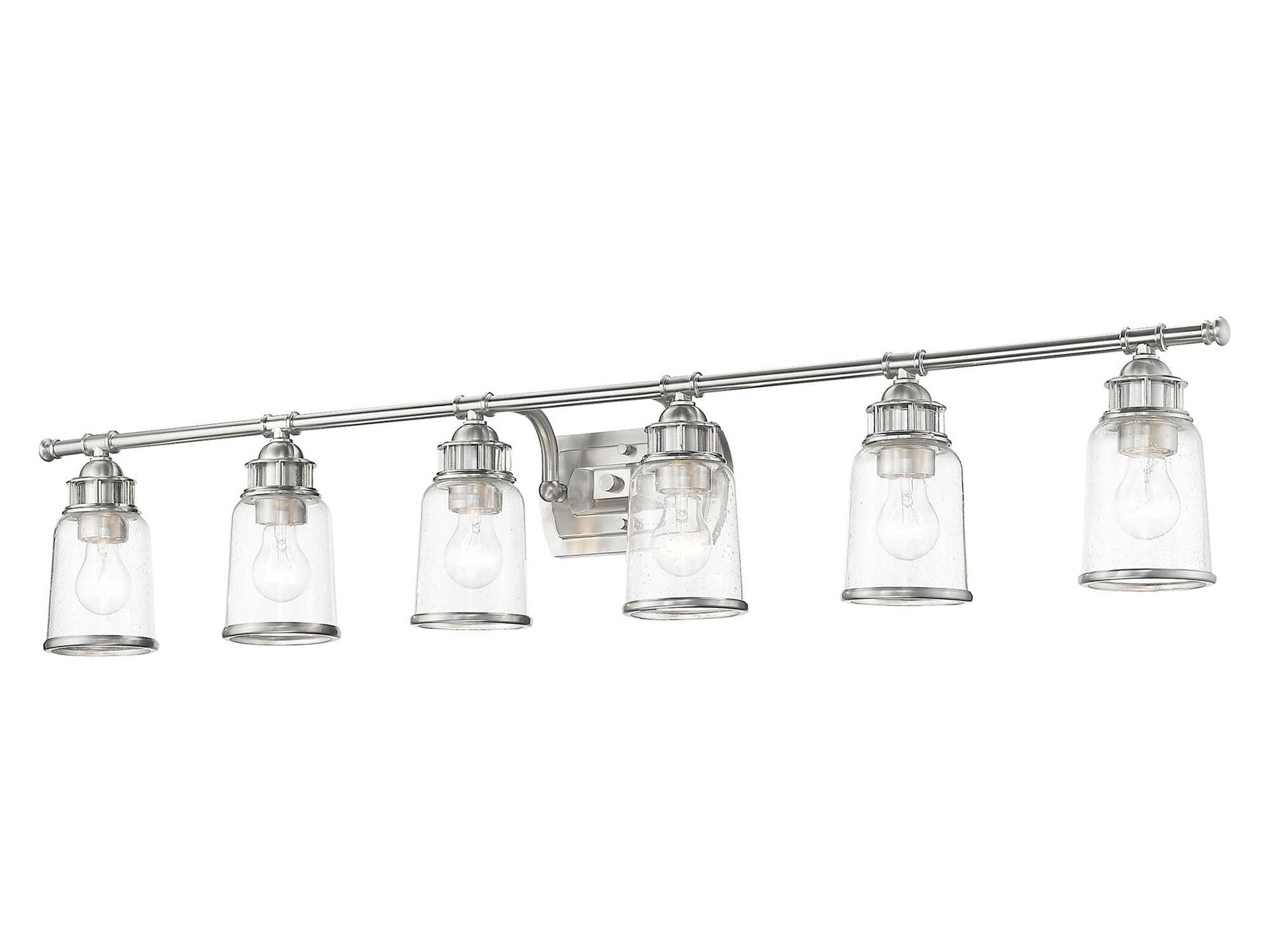Livex Lighting Lawrenceville 6-Light Brushed Nickel Glass Vanity Light