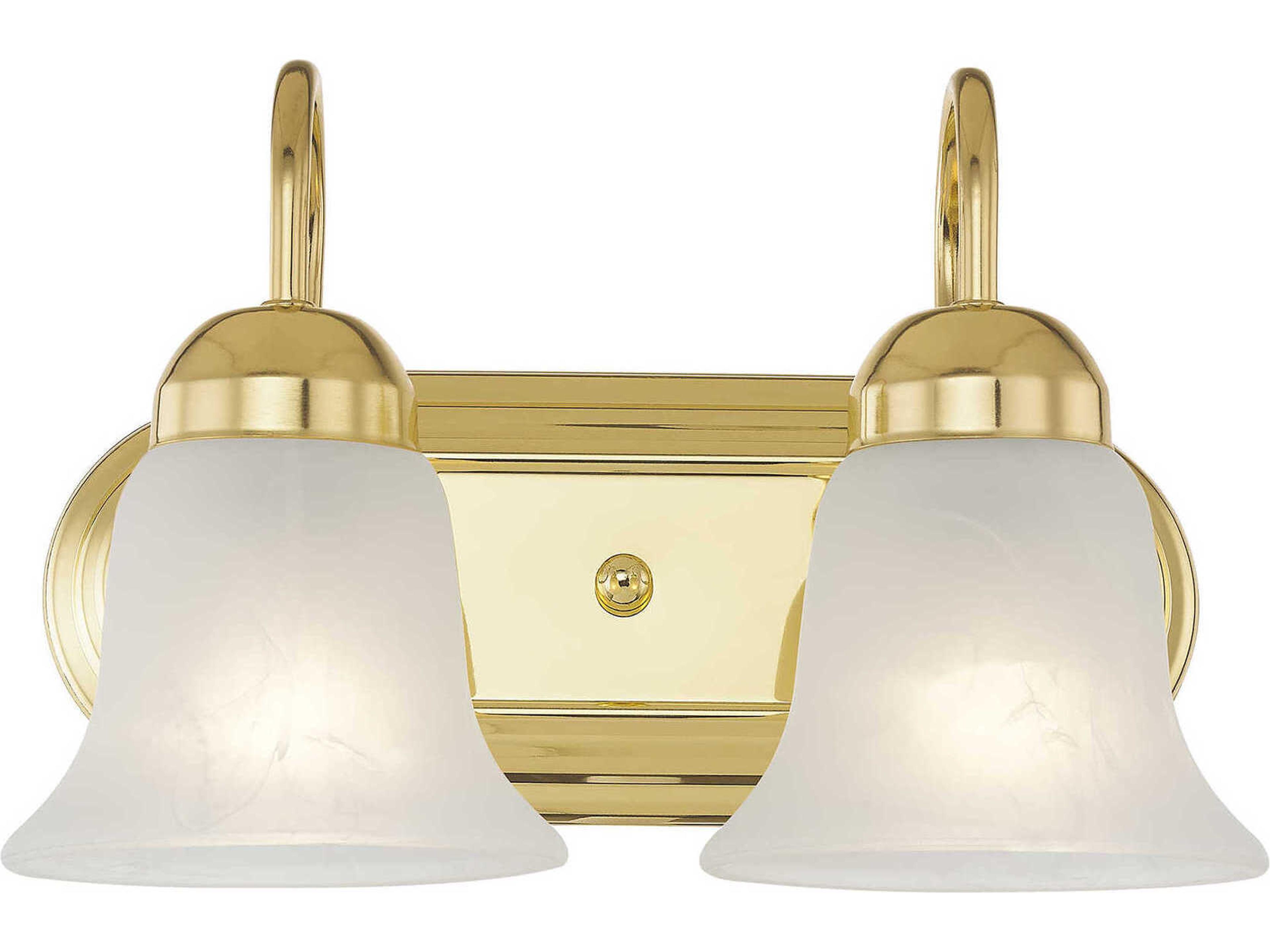 Riviera 2-Light Polished Brass White Glass Vanity Light