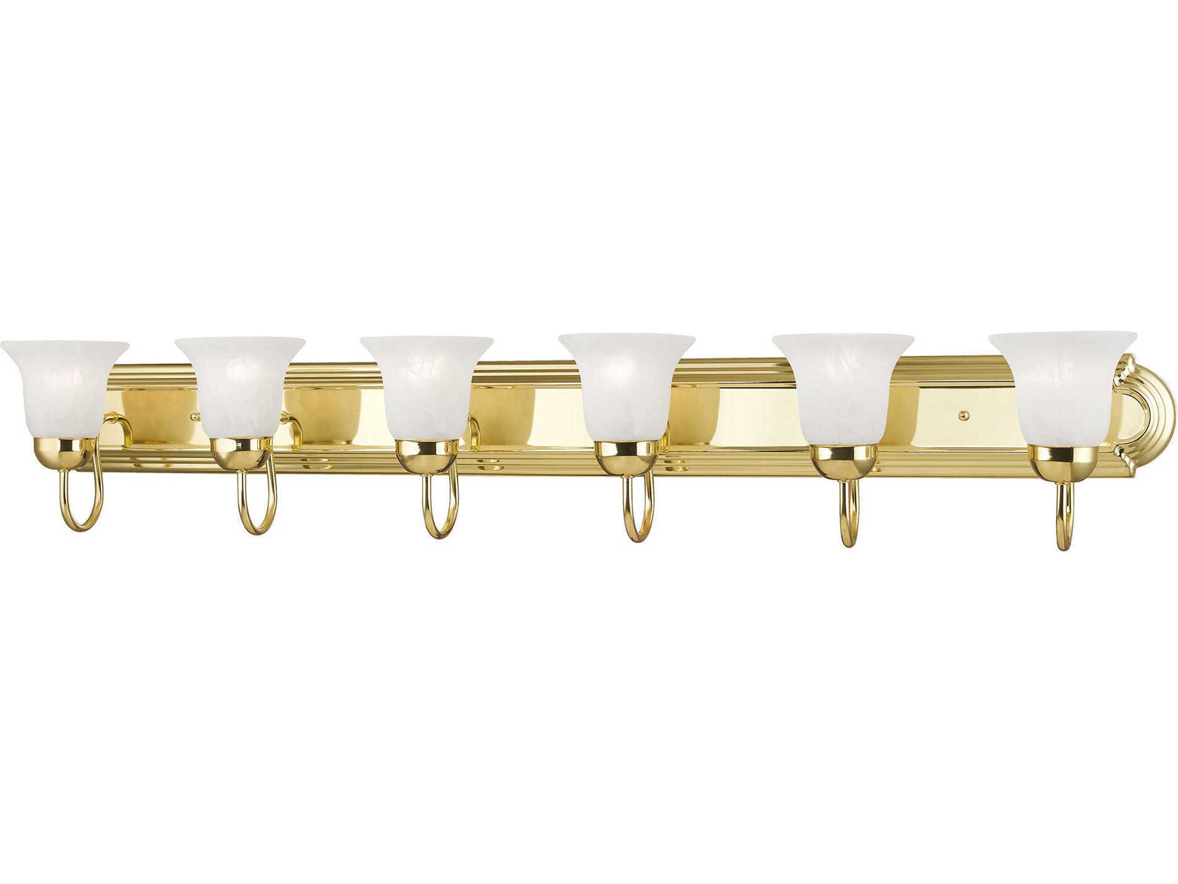 Riviera 6-Light Polished Brass Glass Vanity Light