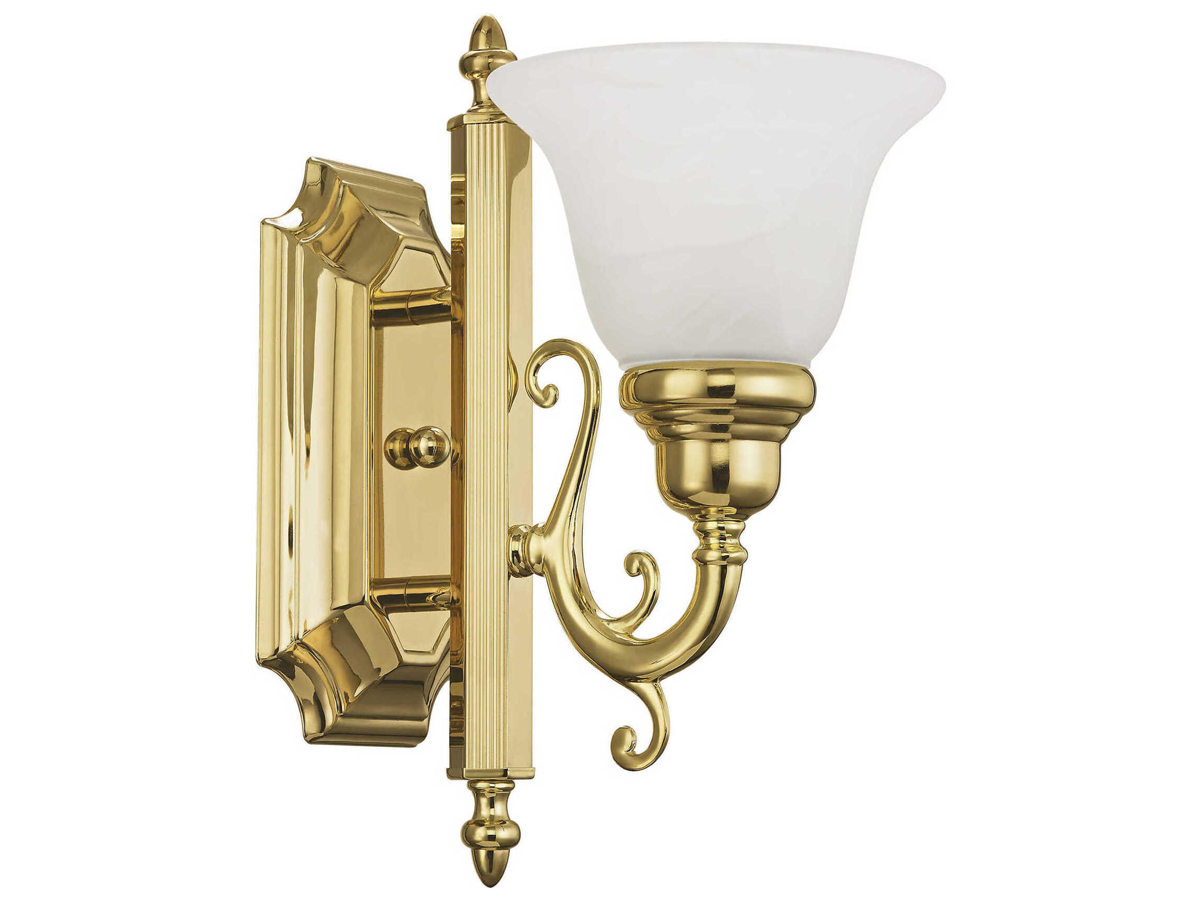 Livex Lighting French Regency 1-Light Polished Brass Glass Wall Sconce