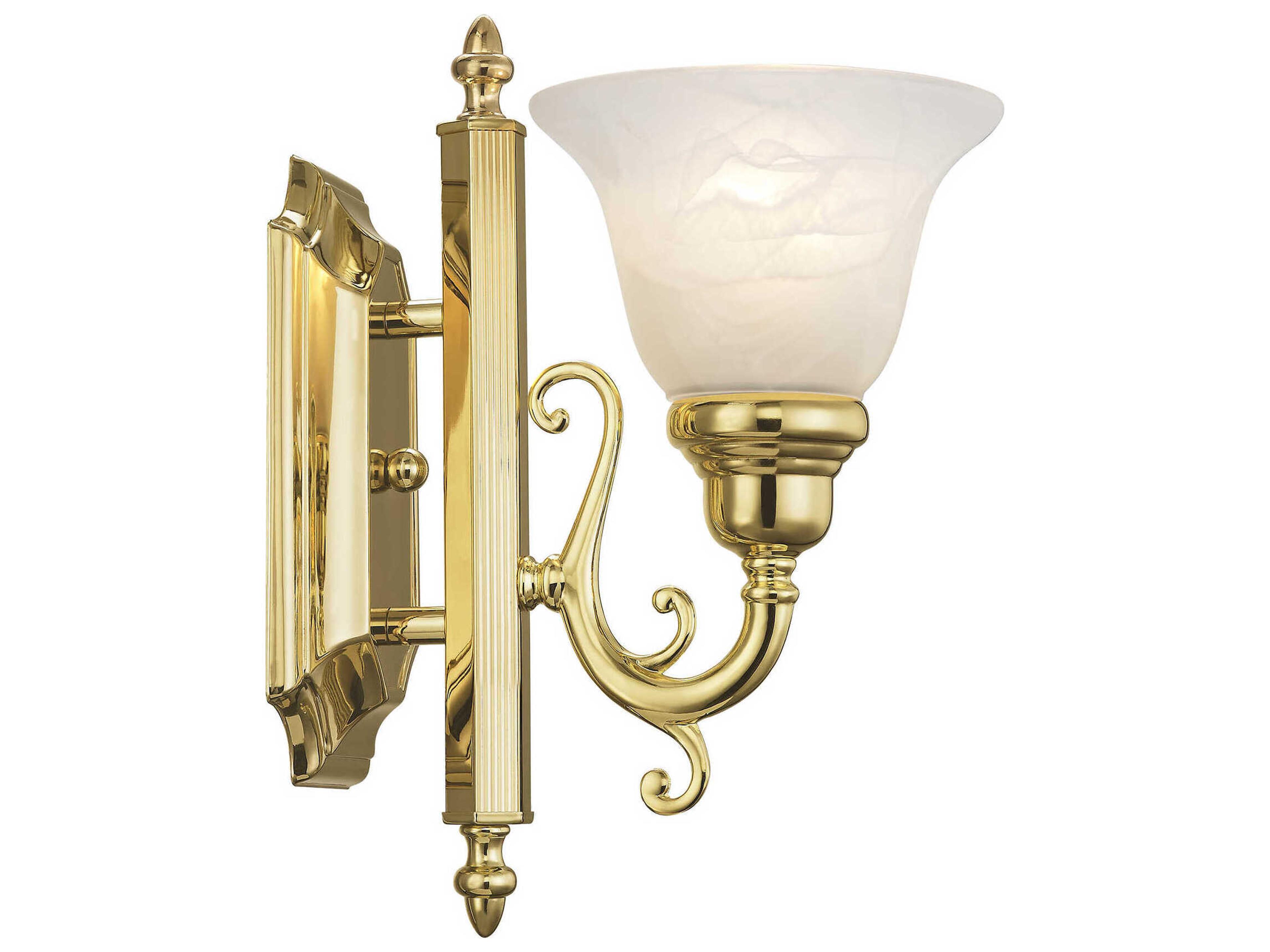 Livex Lighting French Regency 1-Light Polished Brass Glass Wall Sconce