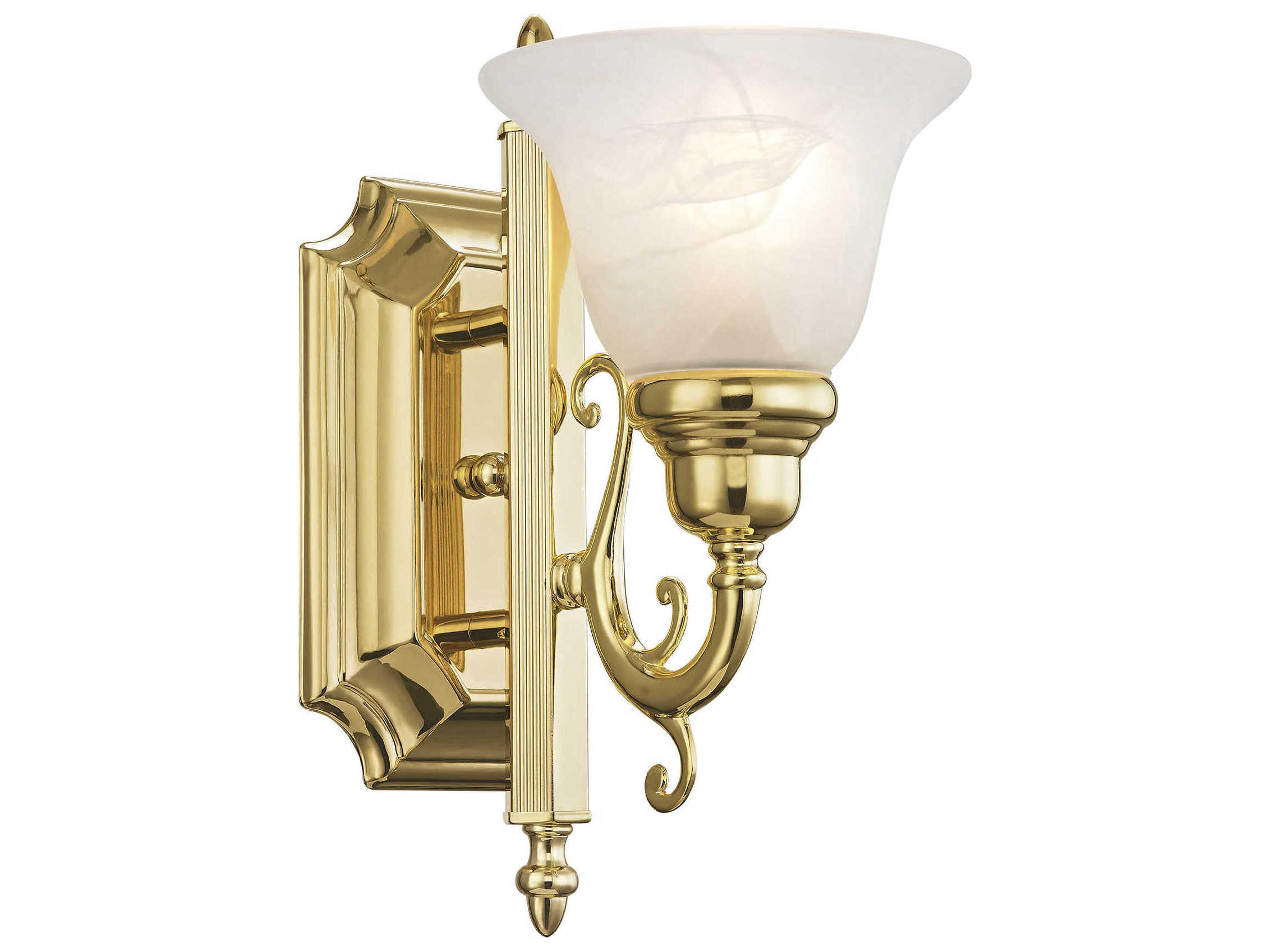 Livex Lighting French Regency 1-Light Polished Brass Glass Wall Sconce