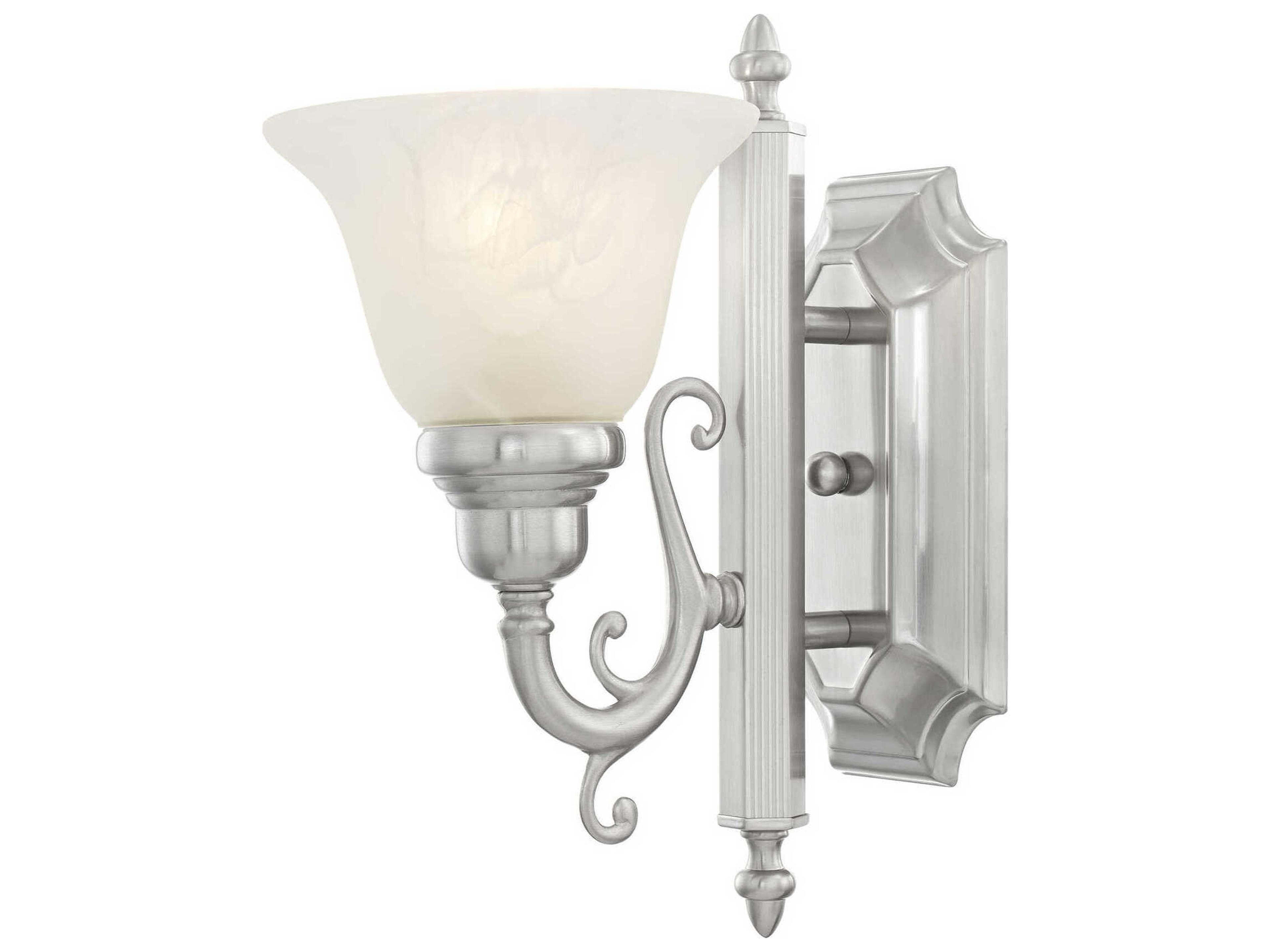 French Regency 1-Light Brushed Nickel Glass Wall Sconce