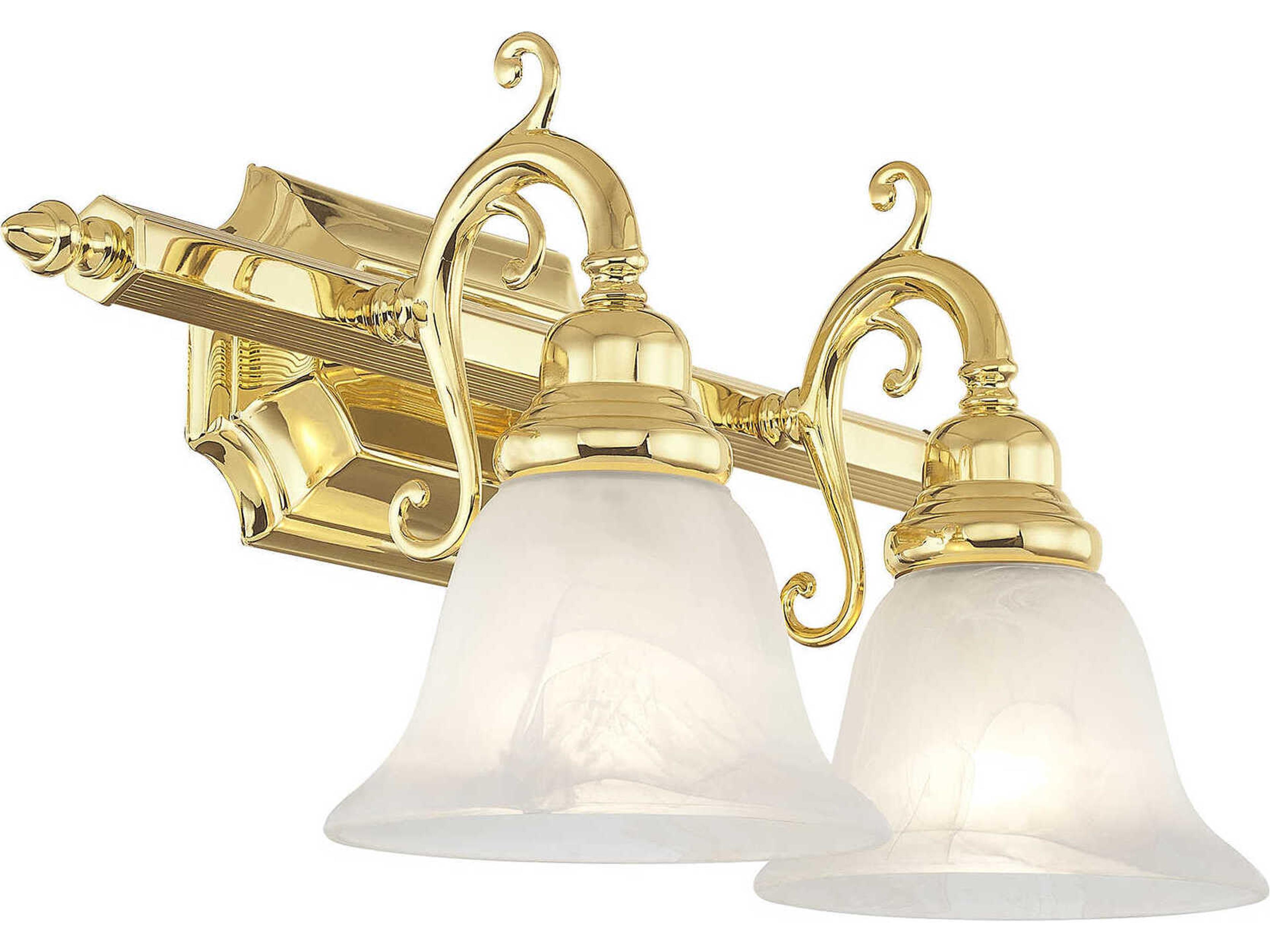 Livex Lighting French Regency 2-Light Polished Brass Glass Vanity Light