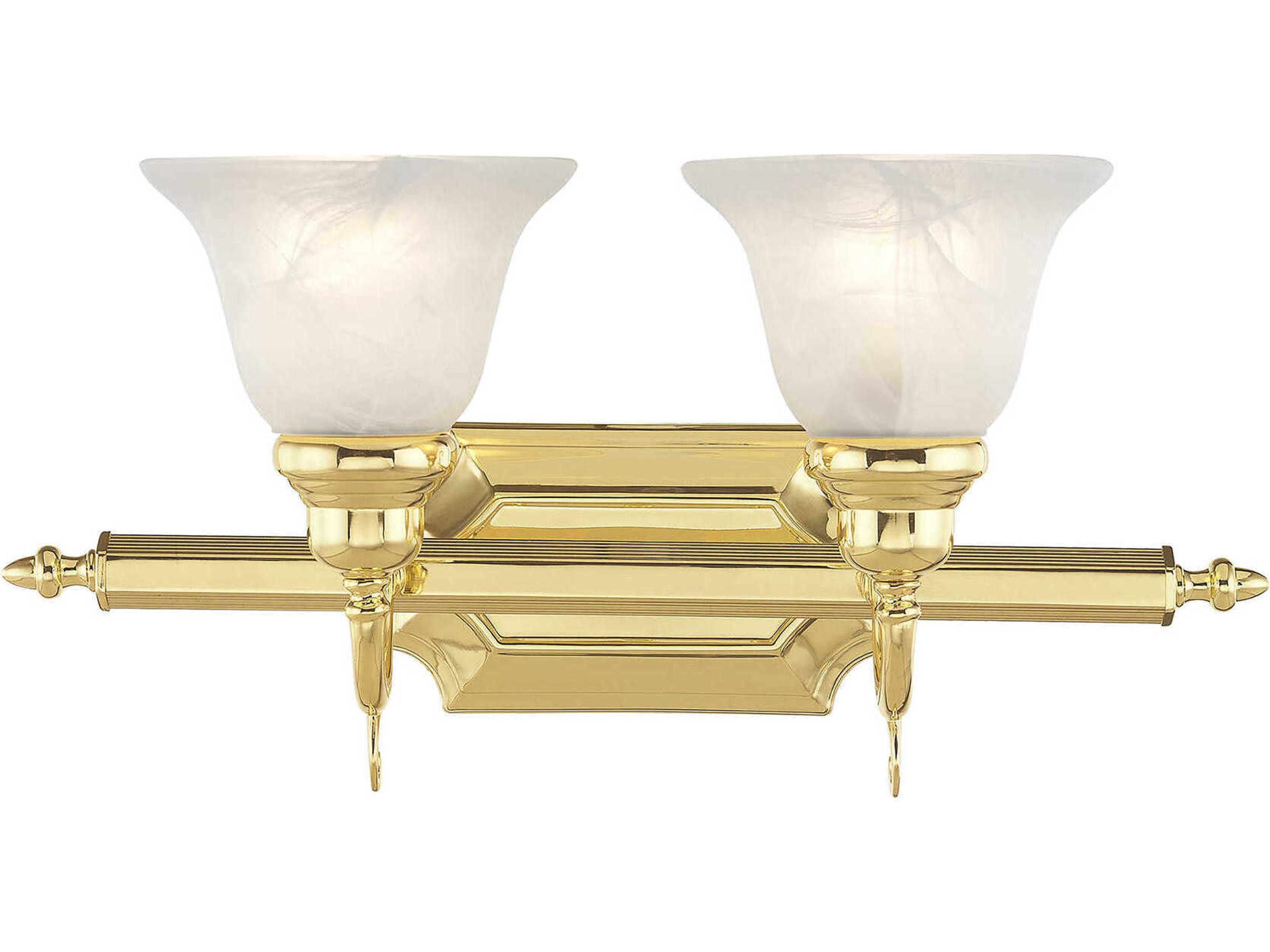 Livex Lighting French Regency 2-Light Polished Brass Glass Vanity Light