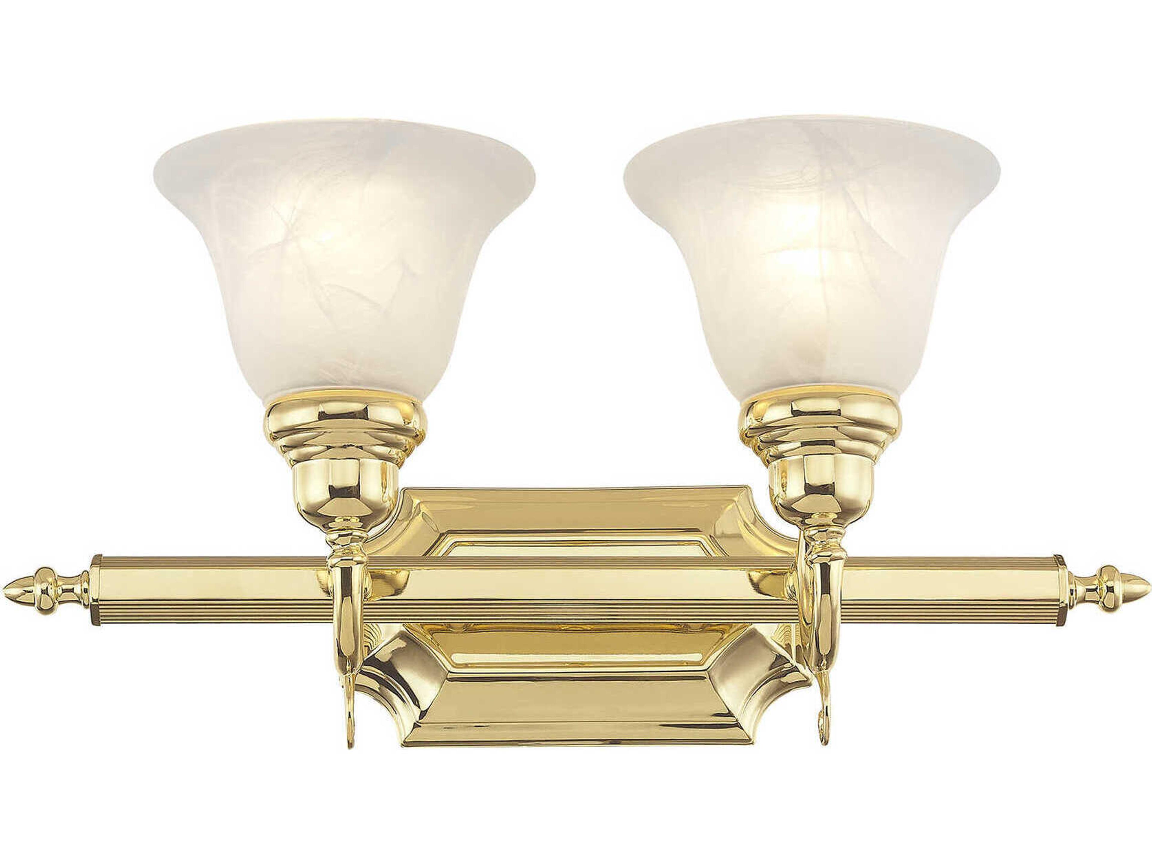 Livex Lighting French Regency 2-Light Polished Brass Glass Vanity Light