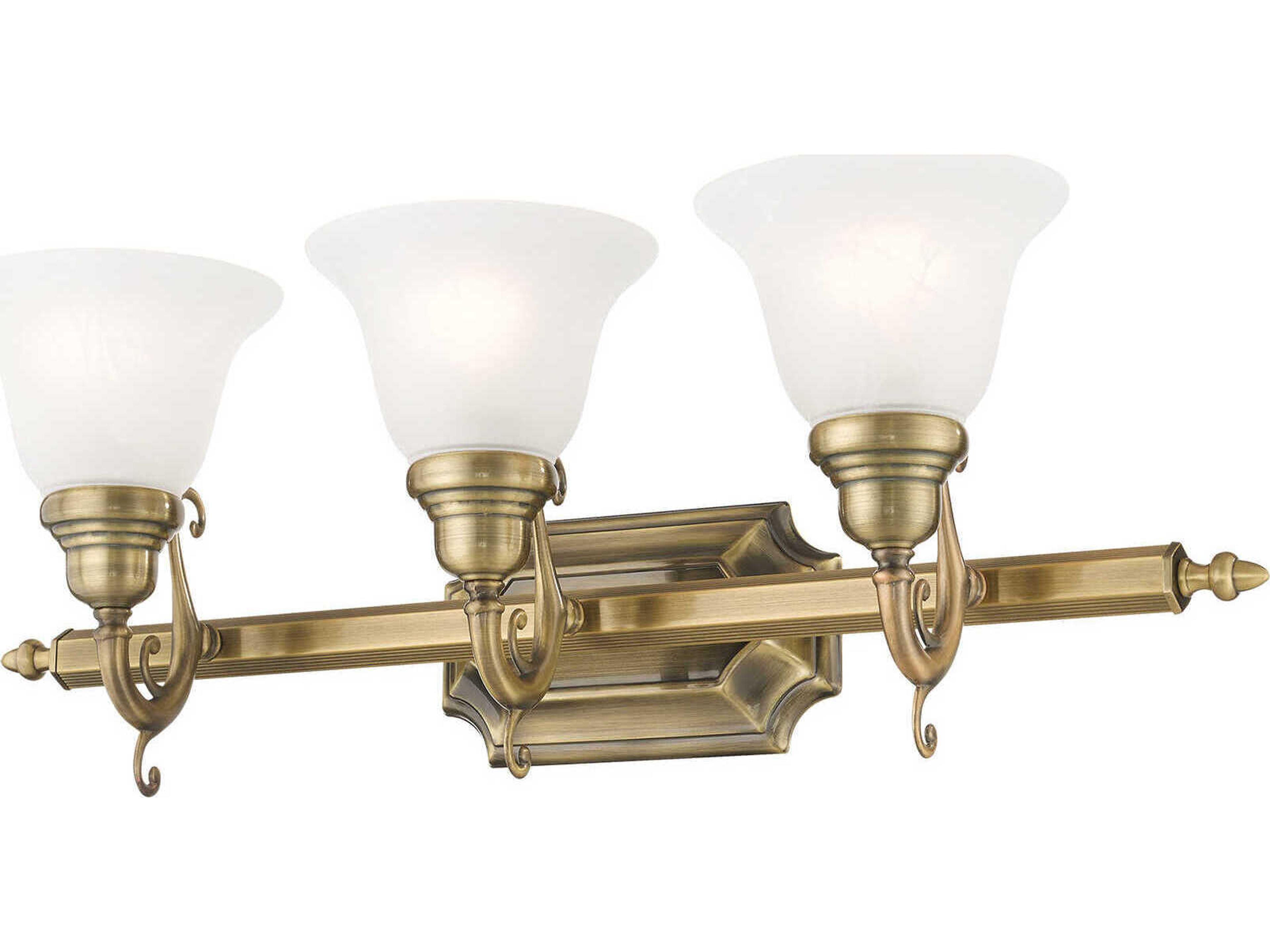 Livex Lighting French Regency 3-Light Antique Brass Glass Vanity Light