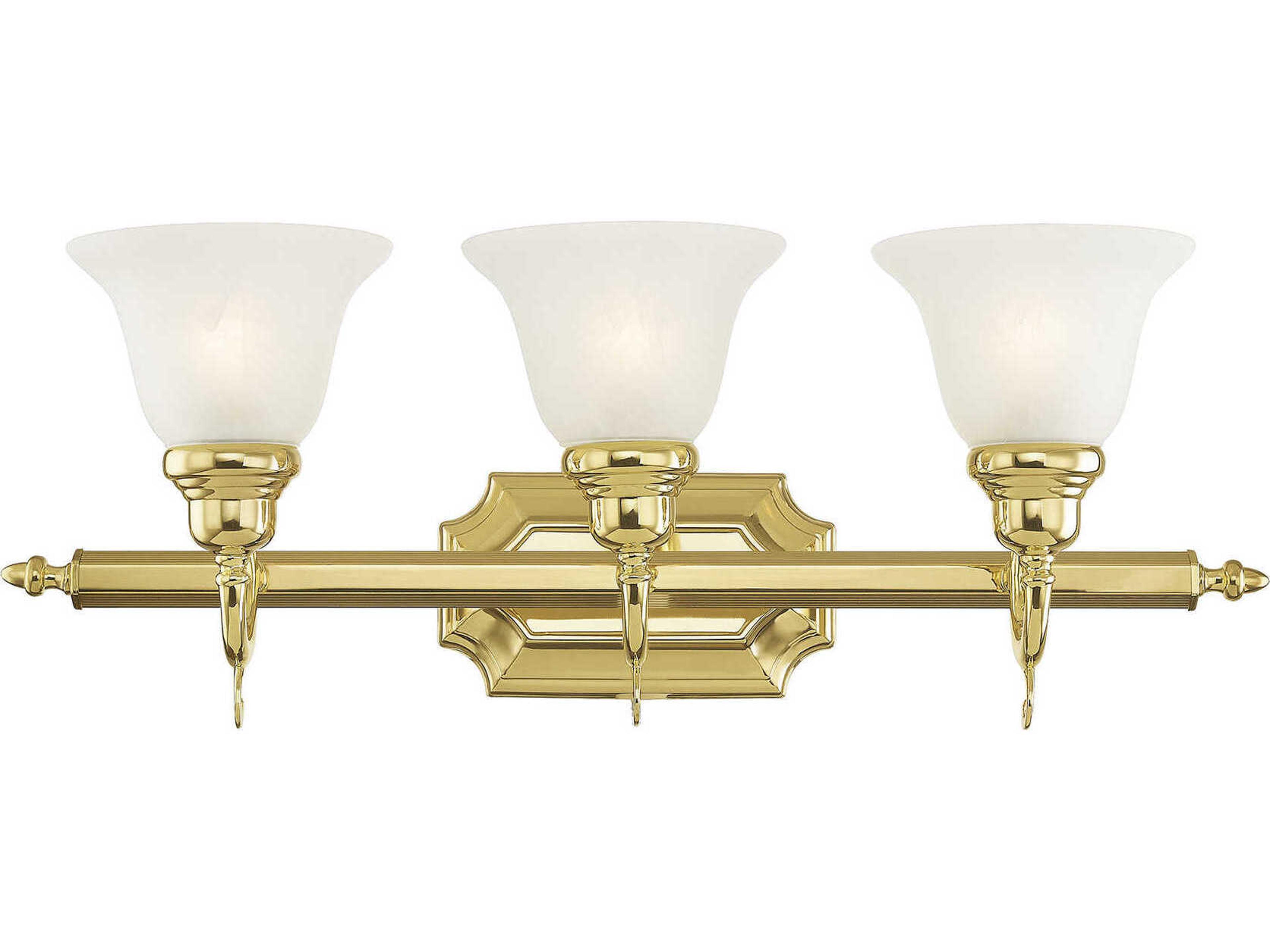 French Regency 3-Light Polished Brass Glass Vanity Light