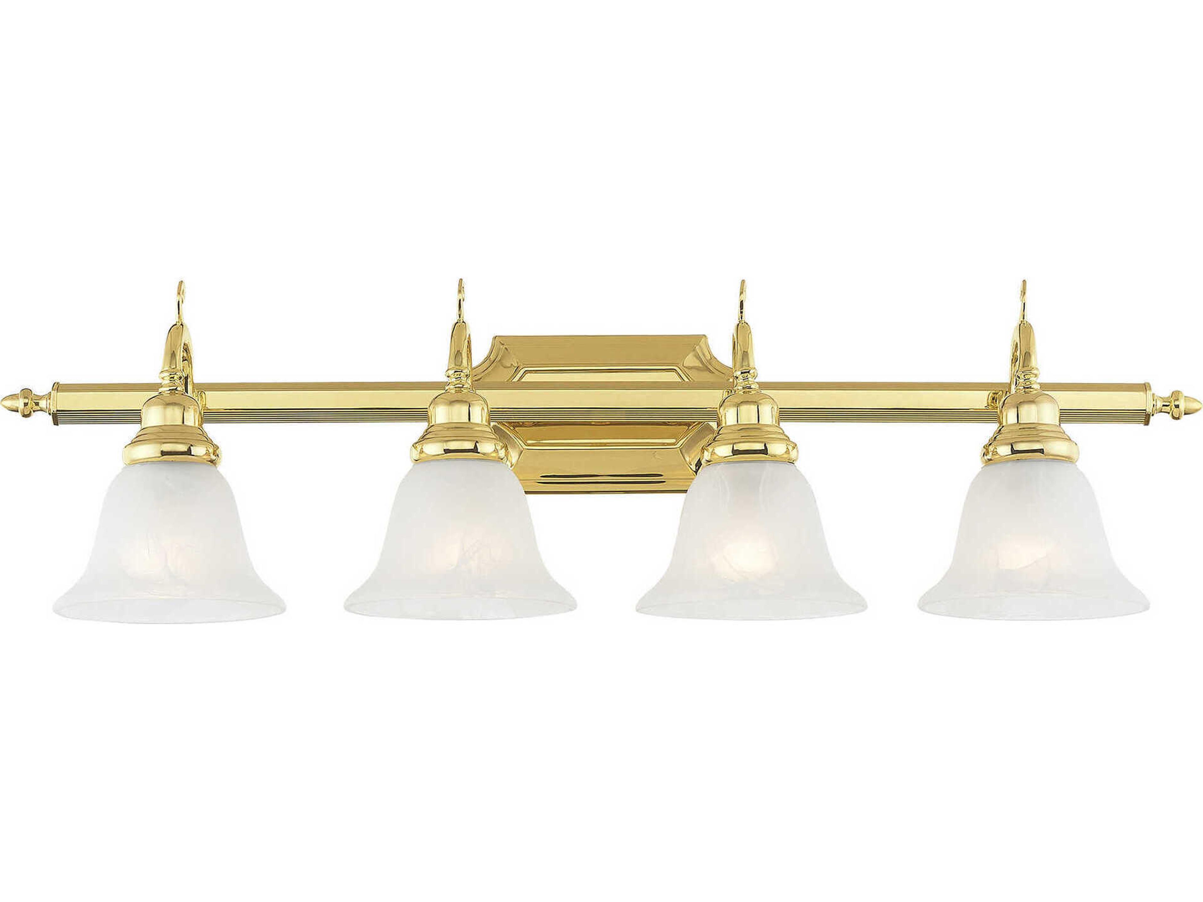 French Regency 4-Light Polished Brass Glass Vanity Light
