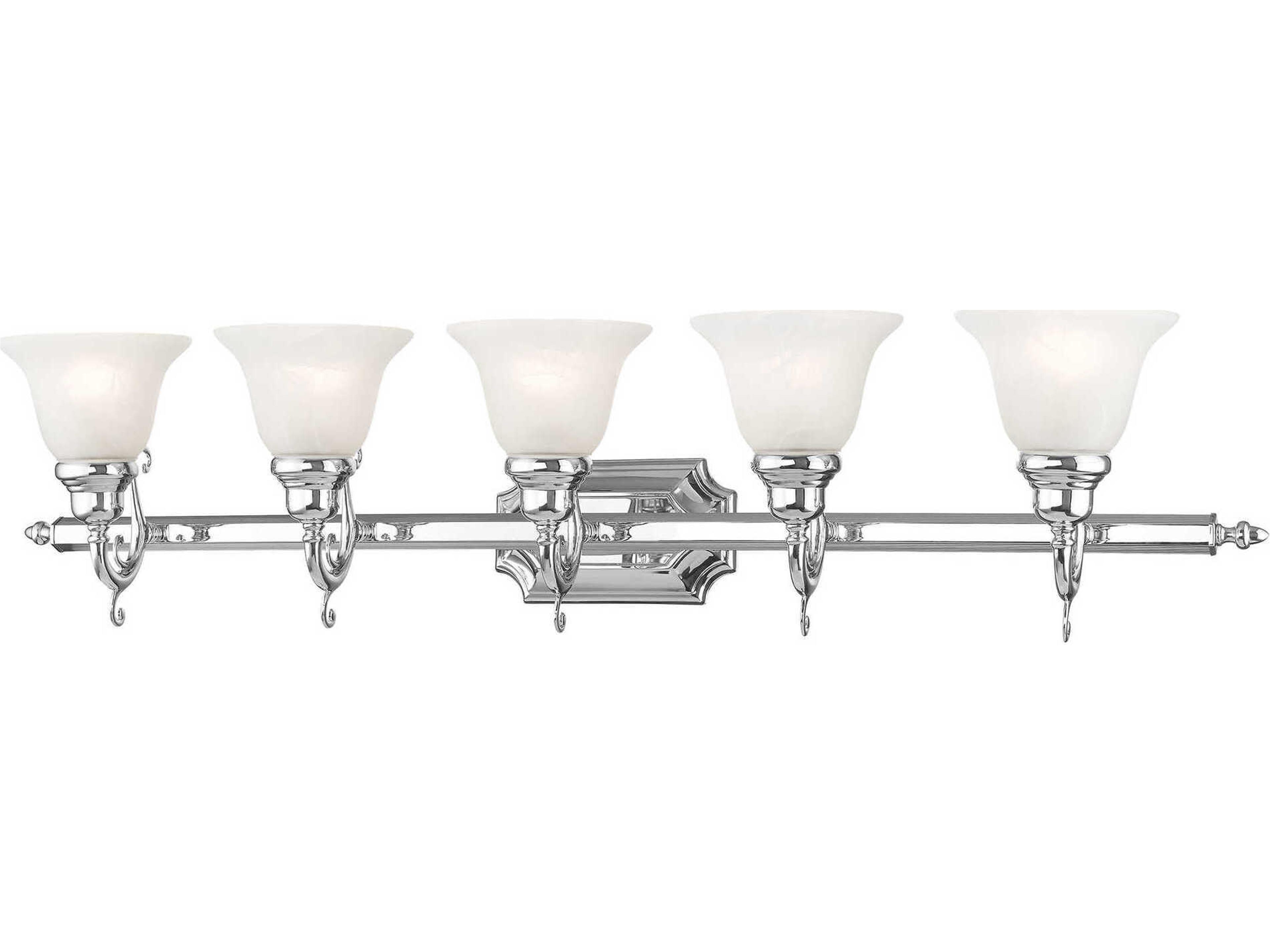 French Regency 5-Light Polished Chrome Glass Vanity Light