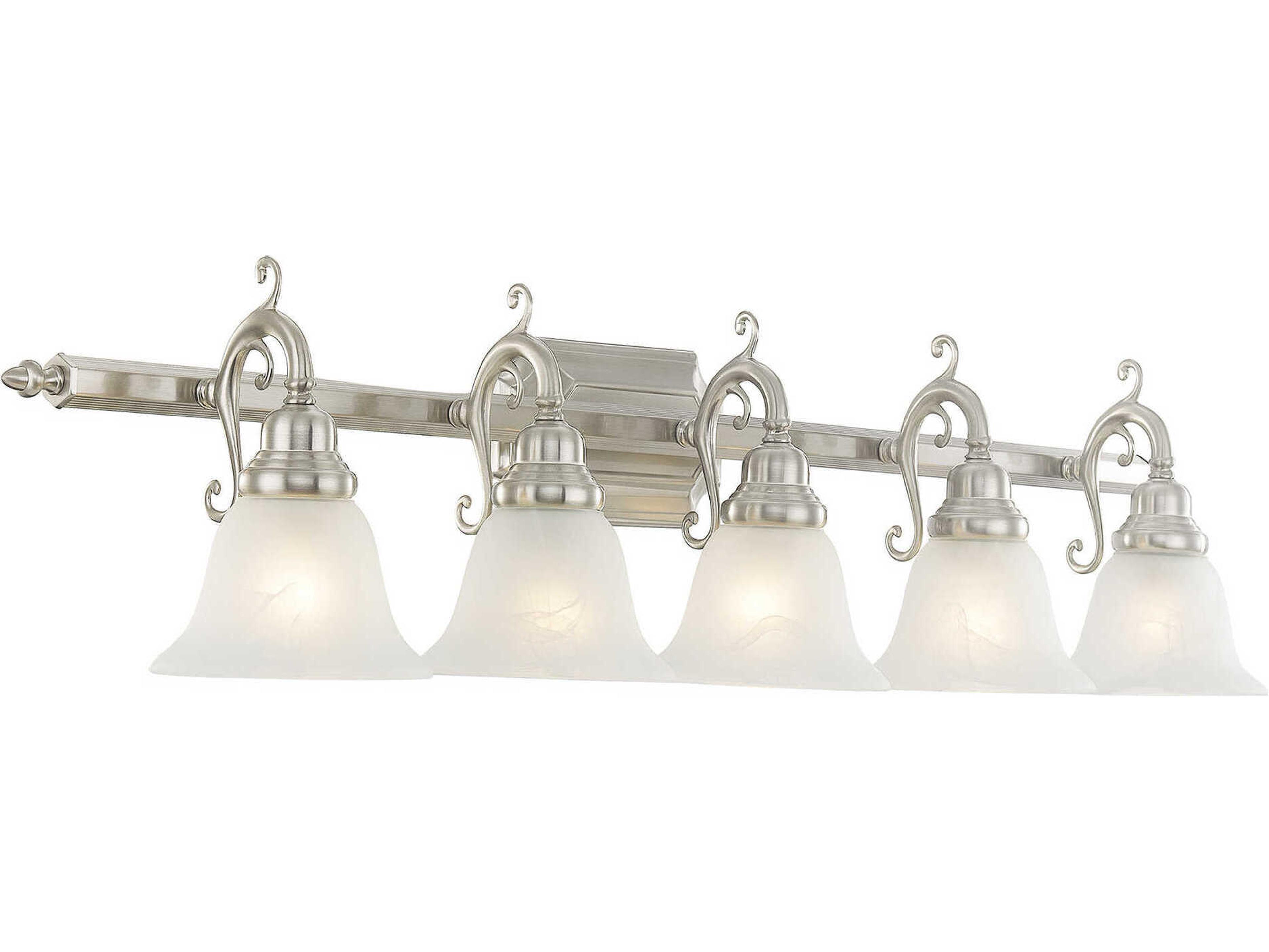 French Regency 5-Light Brushed Nickel Glass Vanity Light