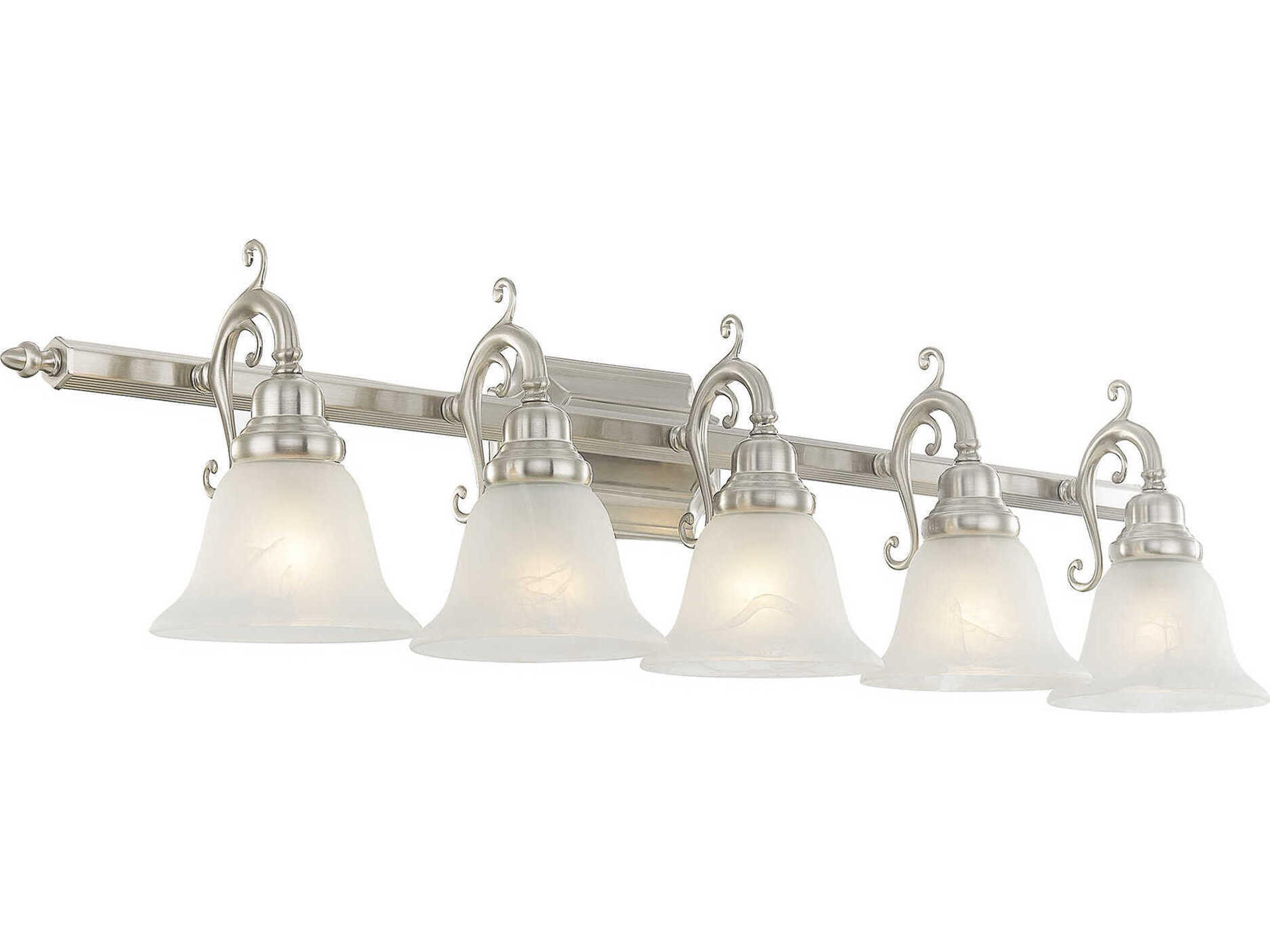 Livex Lighting French Regency 5-Light Brushed Nickel Glass Vanity Light