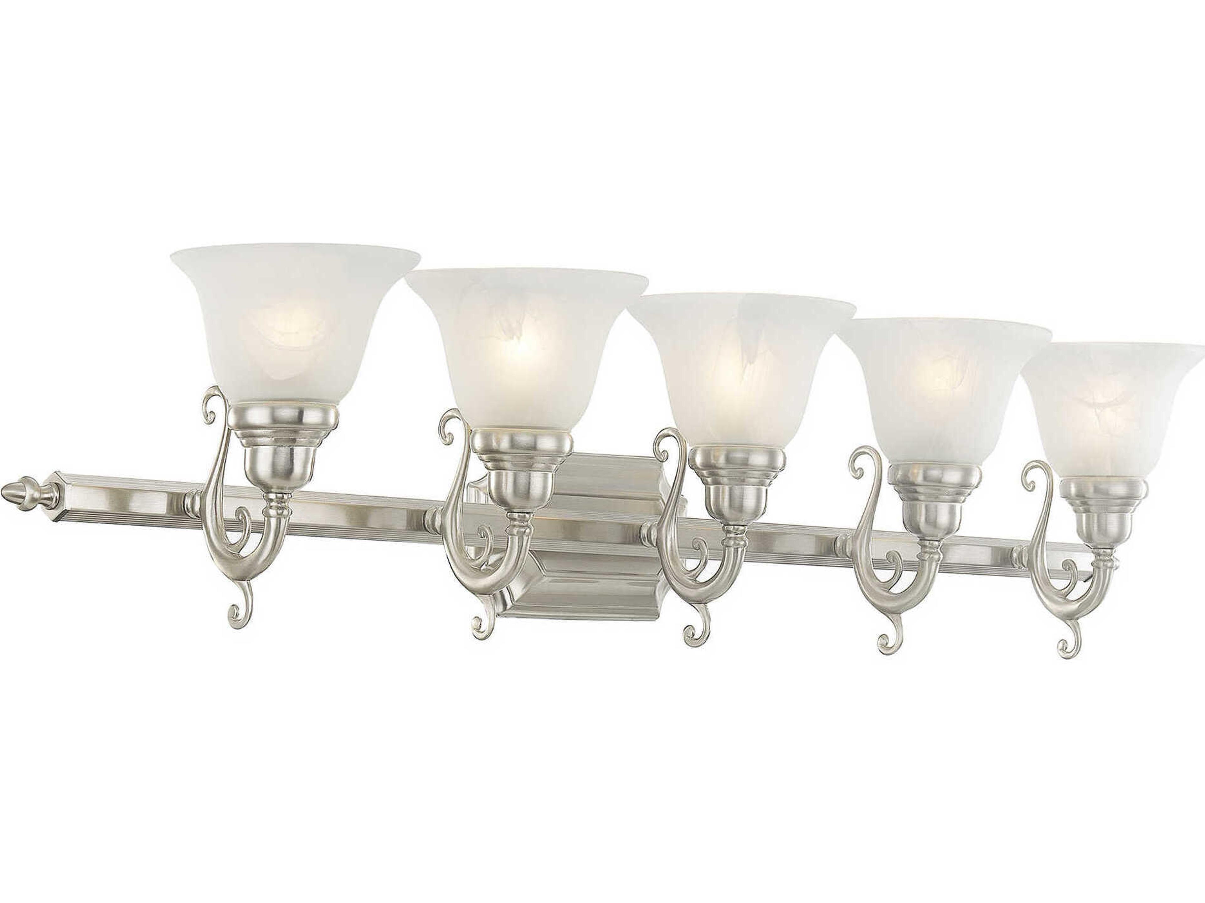 Livex Lighting French Regency 5-Light Brushed Nickel Glass Vanity Light