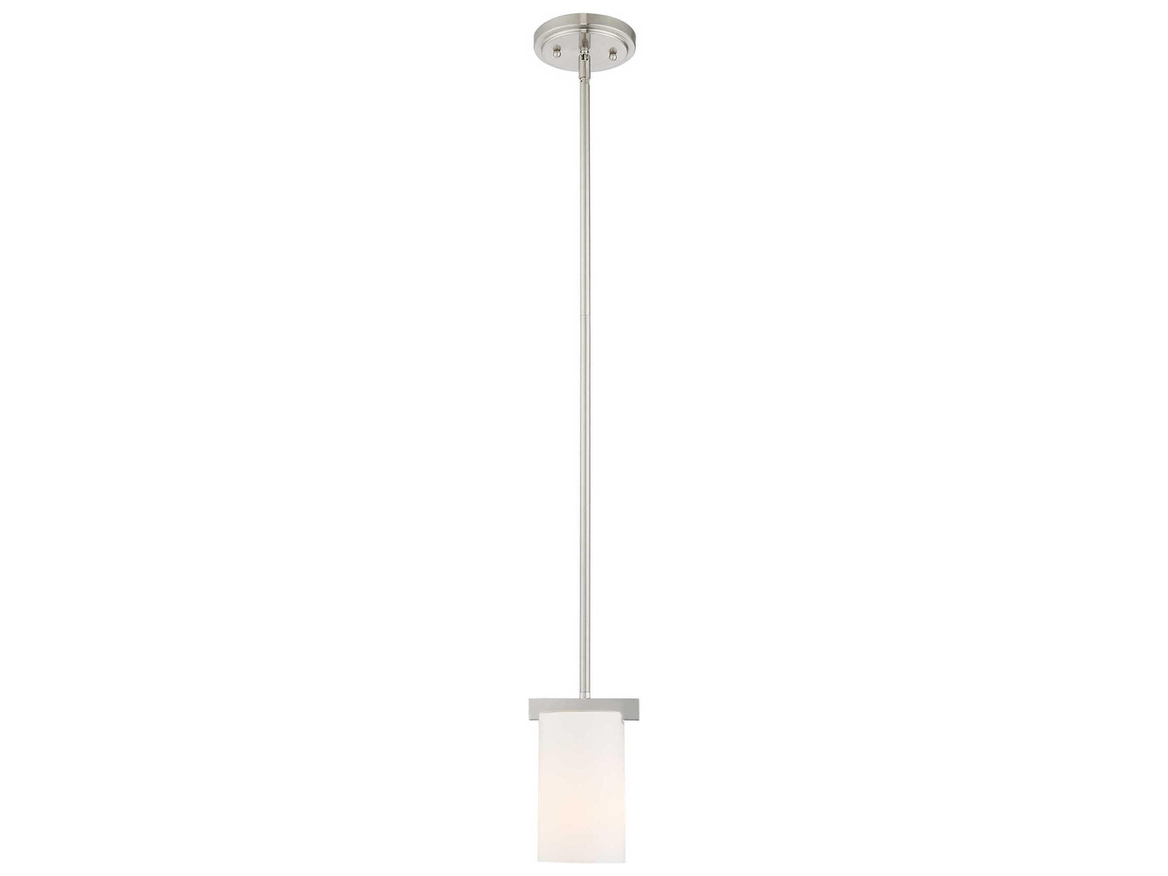 Astoria 1-Light Brushed Nickel Glass Cylinder Mini Pendant