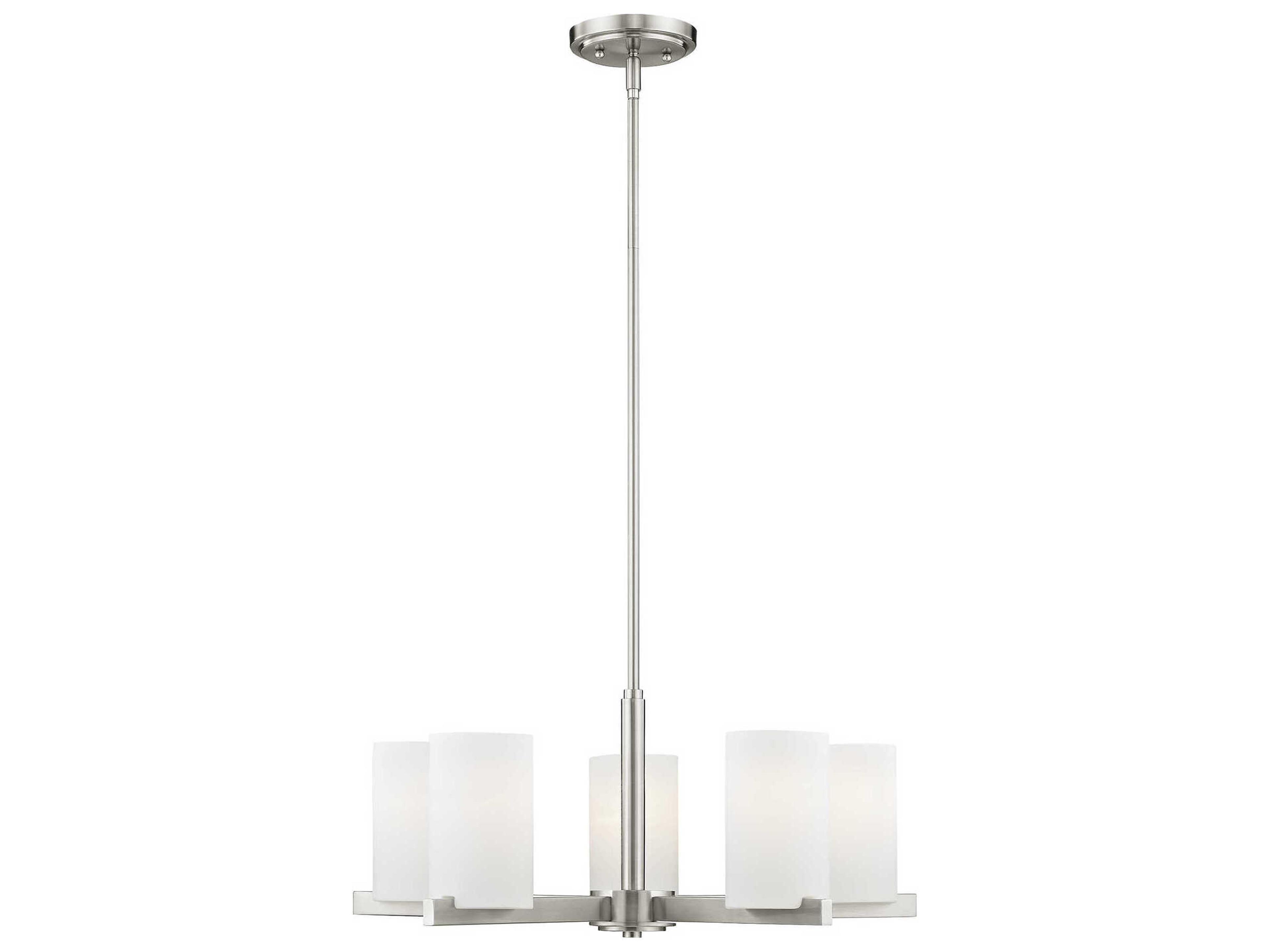 Astoria 5-Light Brushed Nickel Glass Cylinder Chandelier