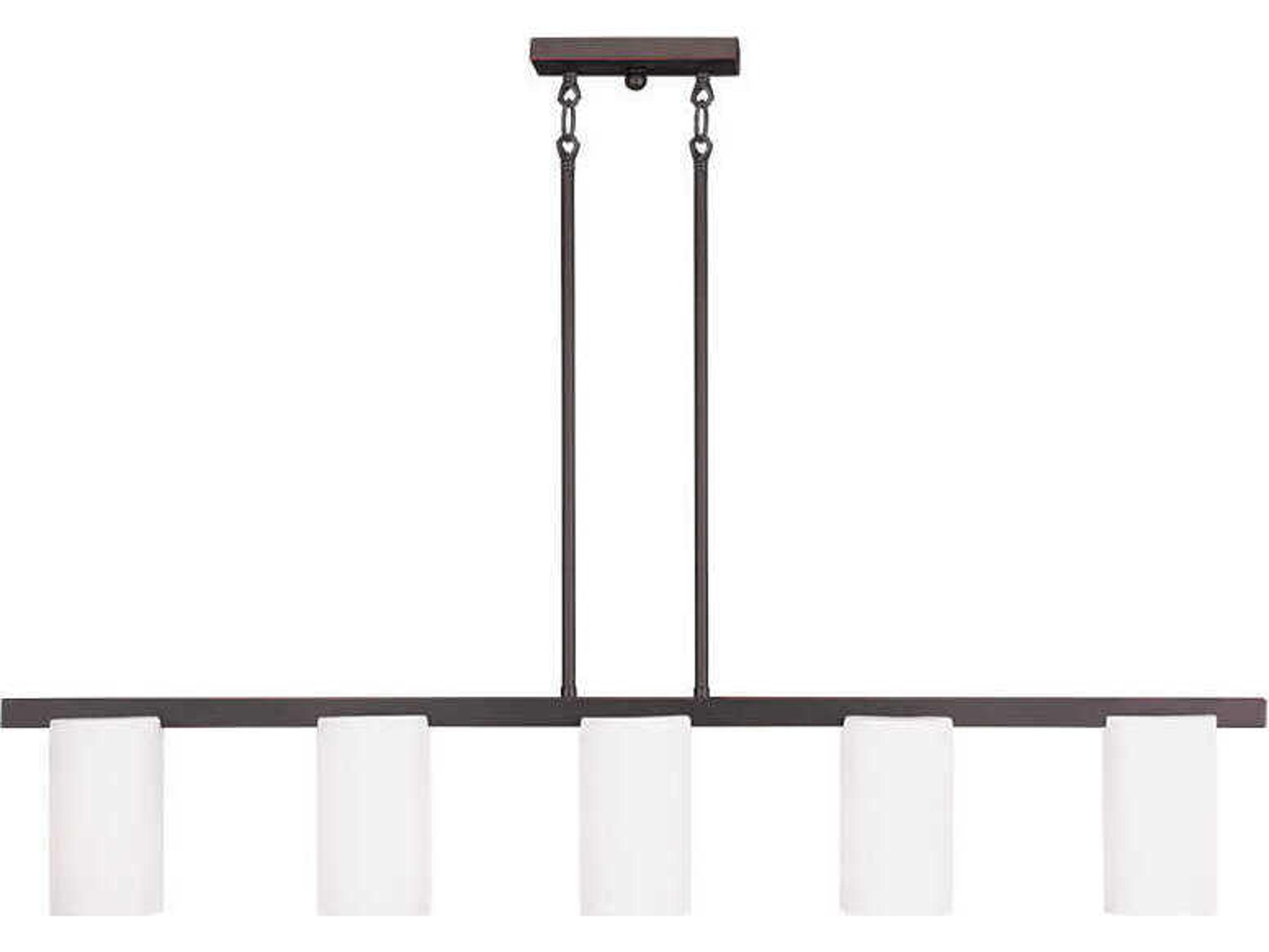 Astoria 5-Light Olde Bronze Glass Cylinder Linear Island Pendant