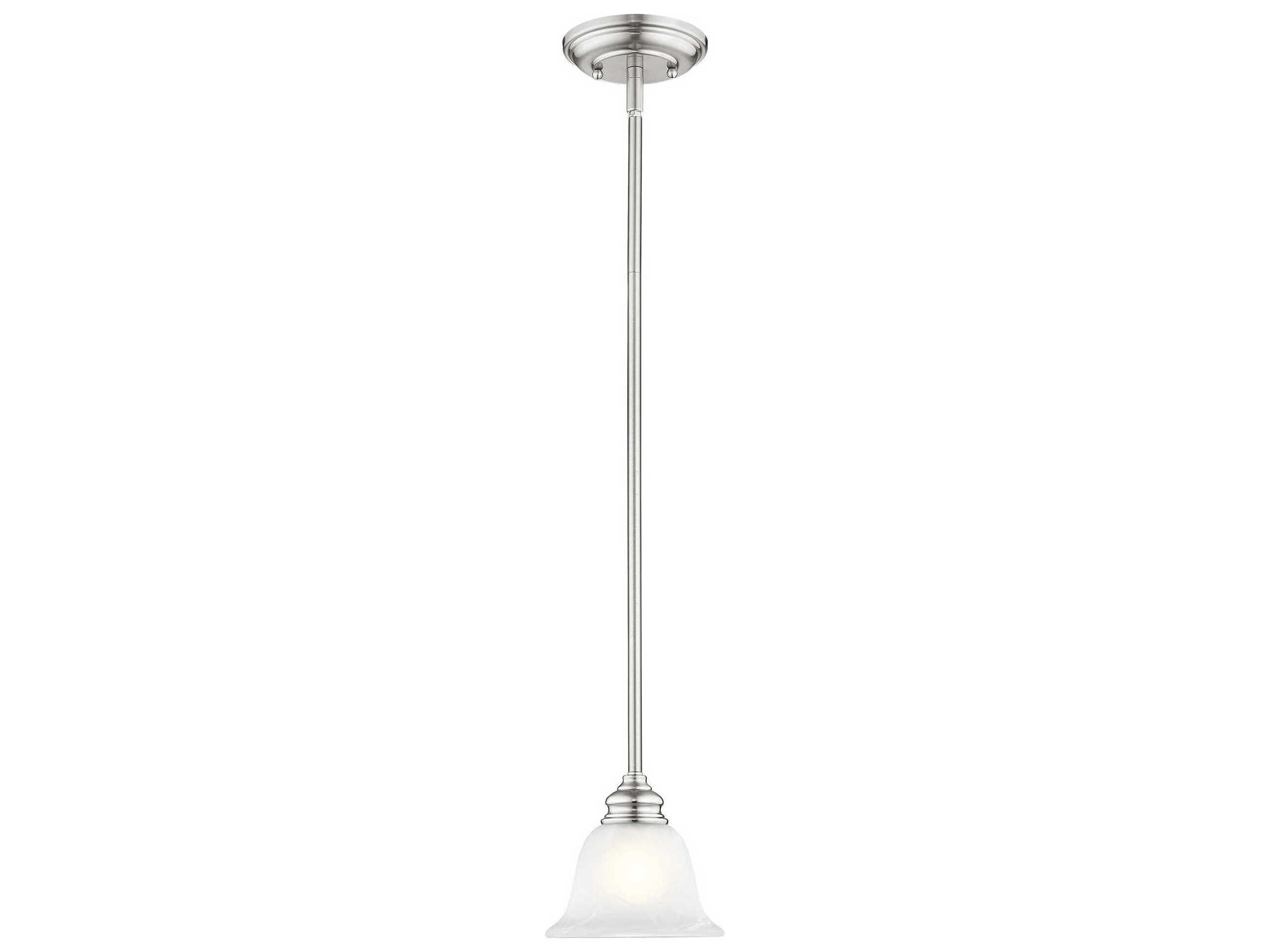 Essex 1-Light Brushed Nickel Glass Bell Mini Pendant