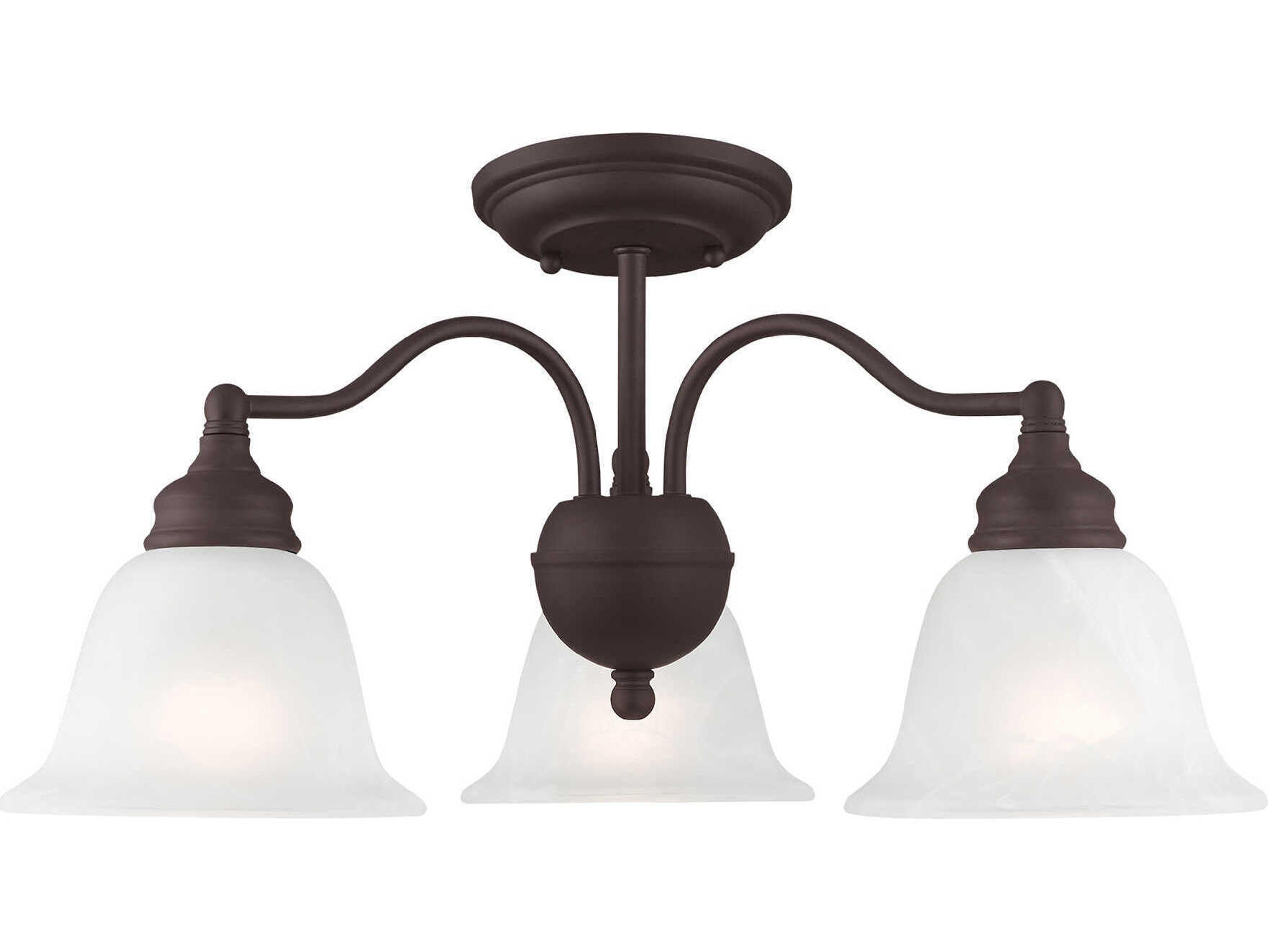 Livex Lighting Essex 3-Light Bronze Glass Bell Chandelier