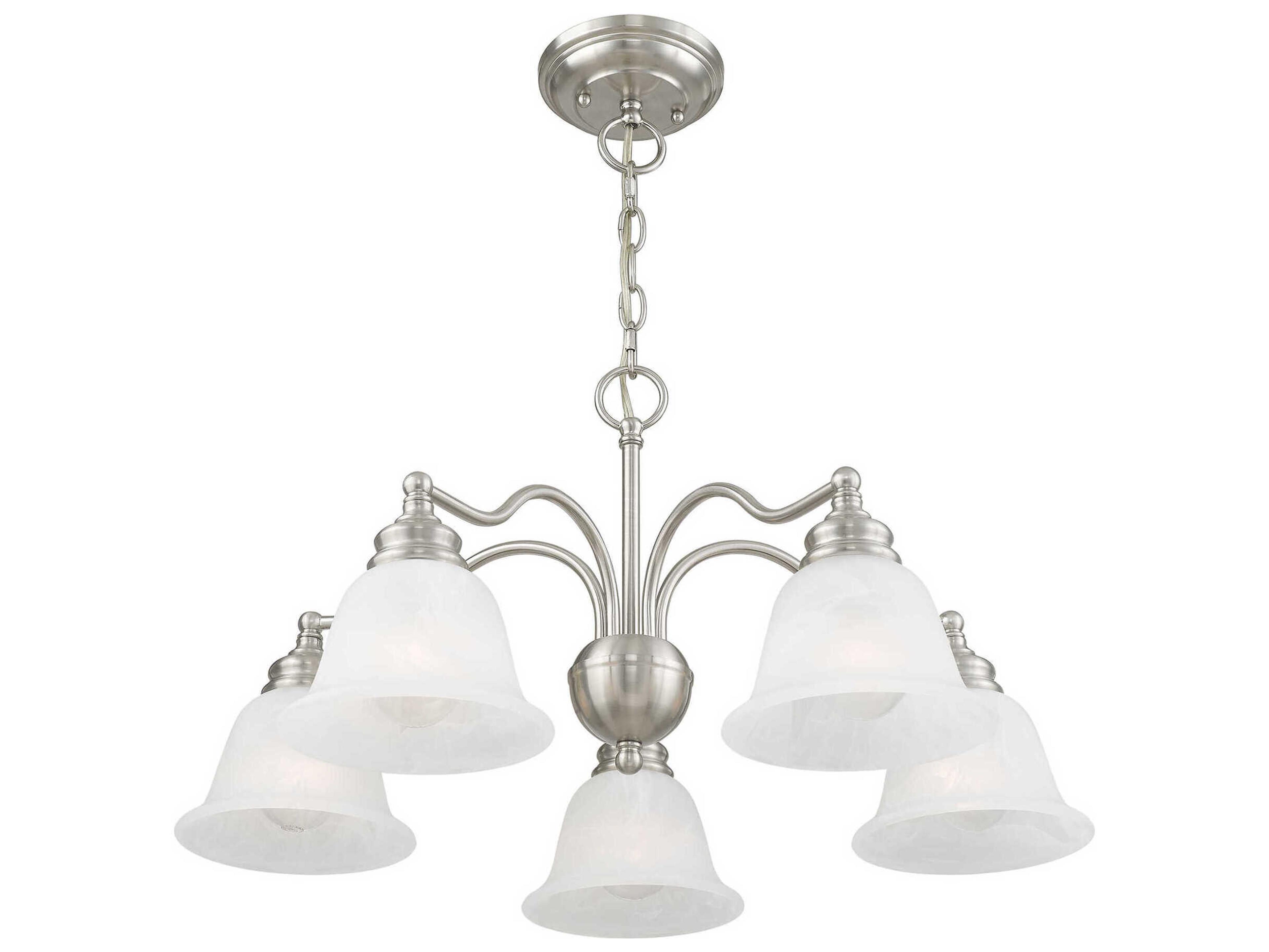 Livex Lighting Essex 5-Light Brushed Nickel Glass Bell Chandelier