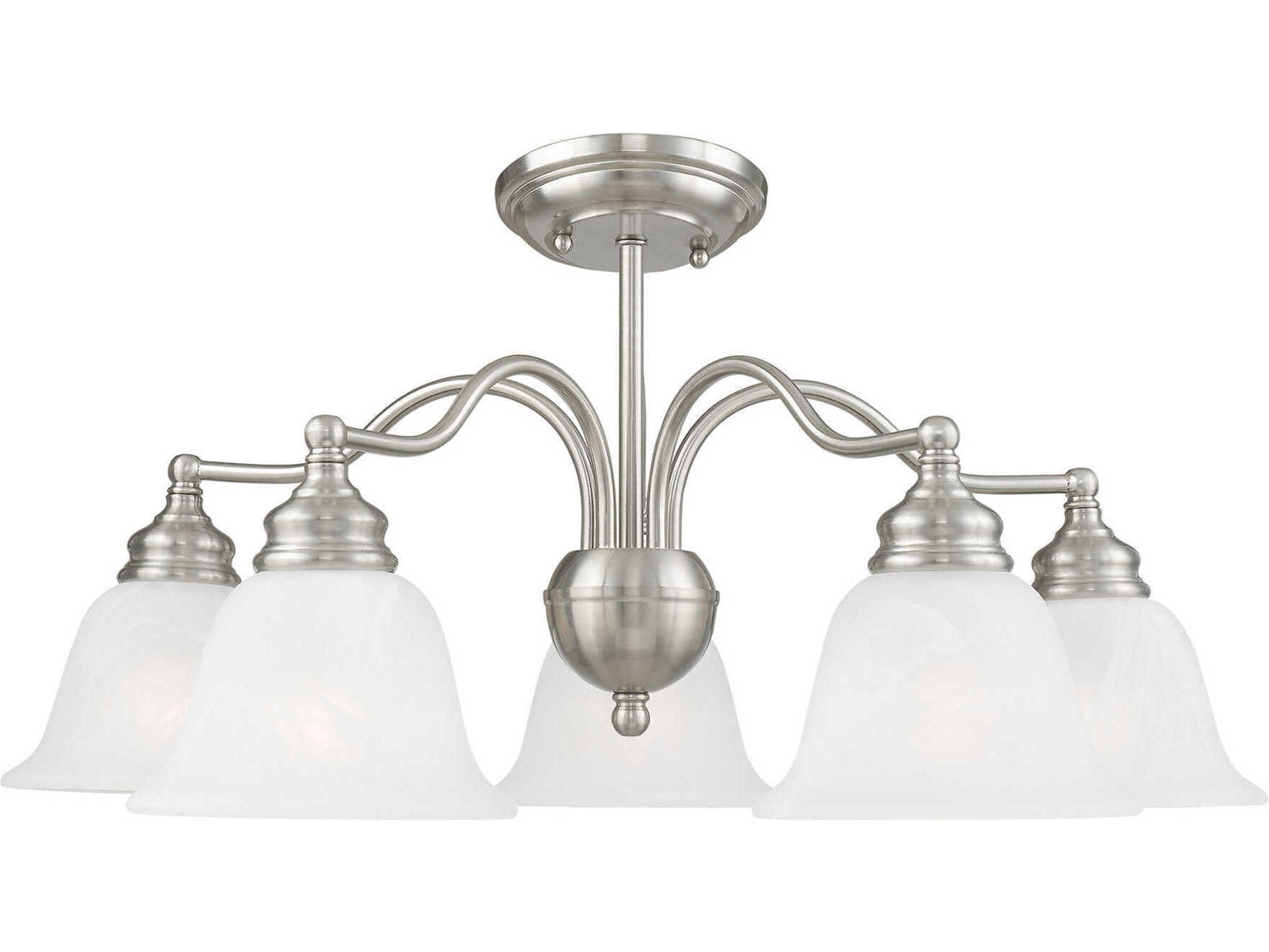 Livex Lighting Essex 5-Light Brushed Nickel Glass Bell Chandelier