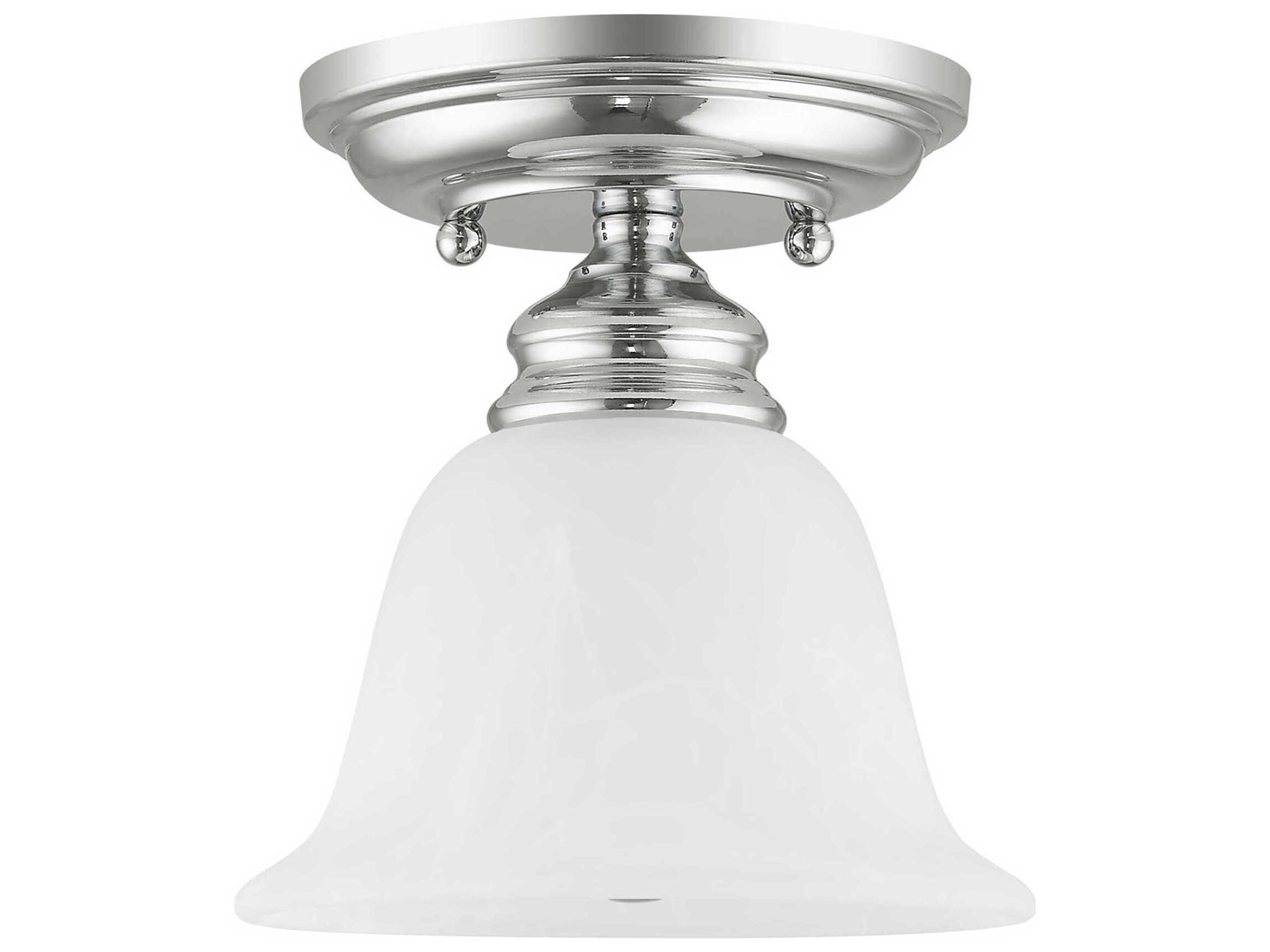 Livex Lighting Essex 1-Light Polished Chrome Glass Bell Semi Flush Mount