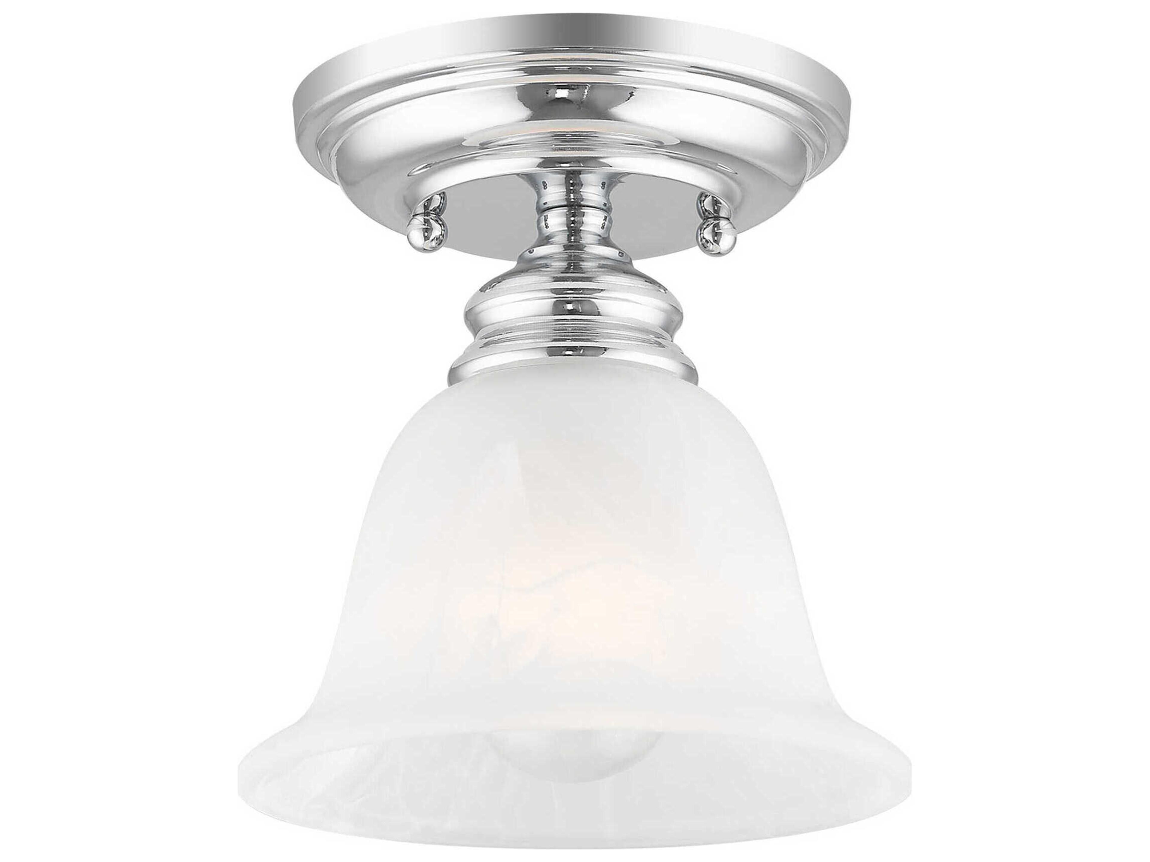 Livex Lighting Essex 1-Light Polished Chrome Glass Bell Semi Flush Mount