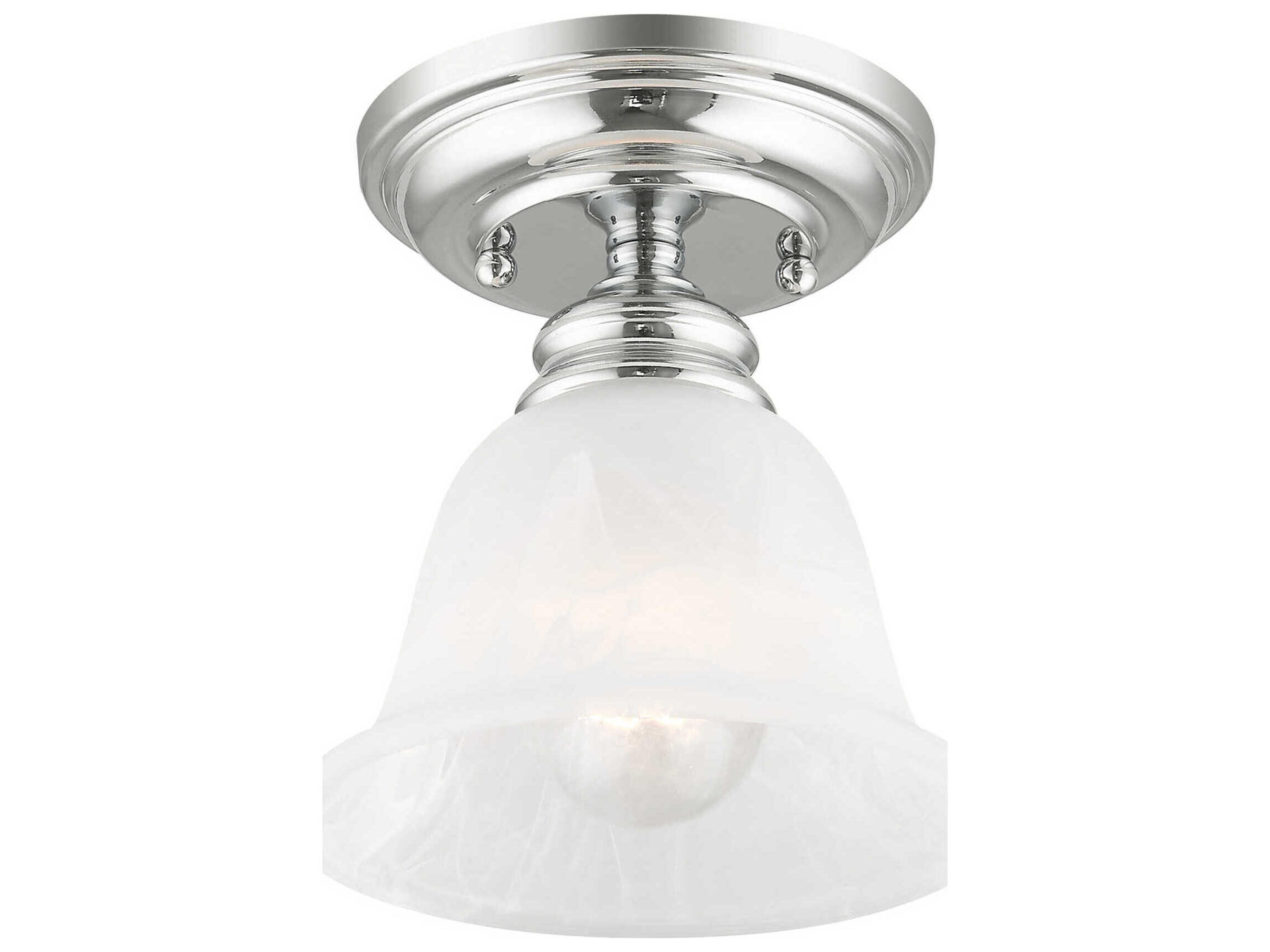 Livex Lighting Essex 1-Light Polished Chrome Glass Bell Semi Flush Mount