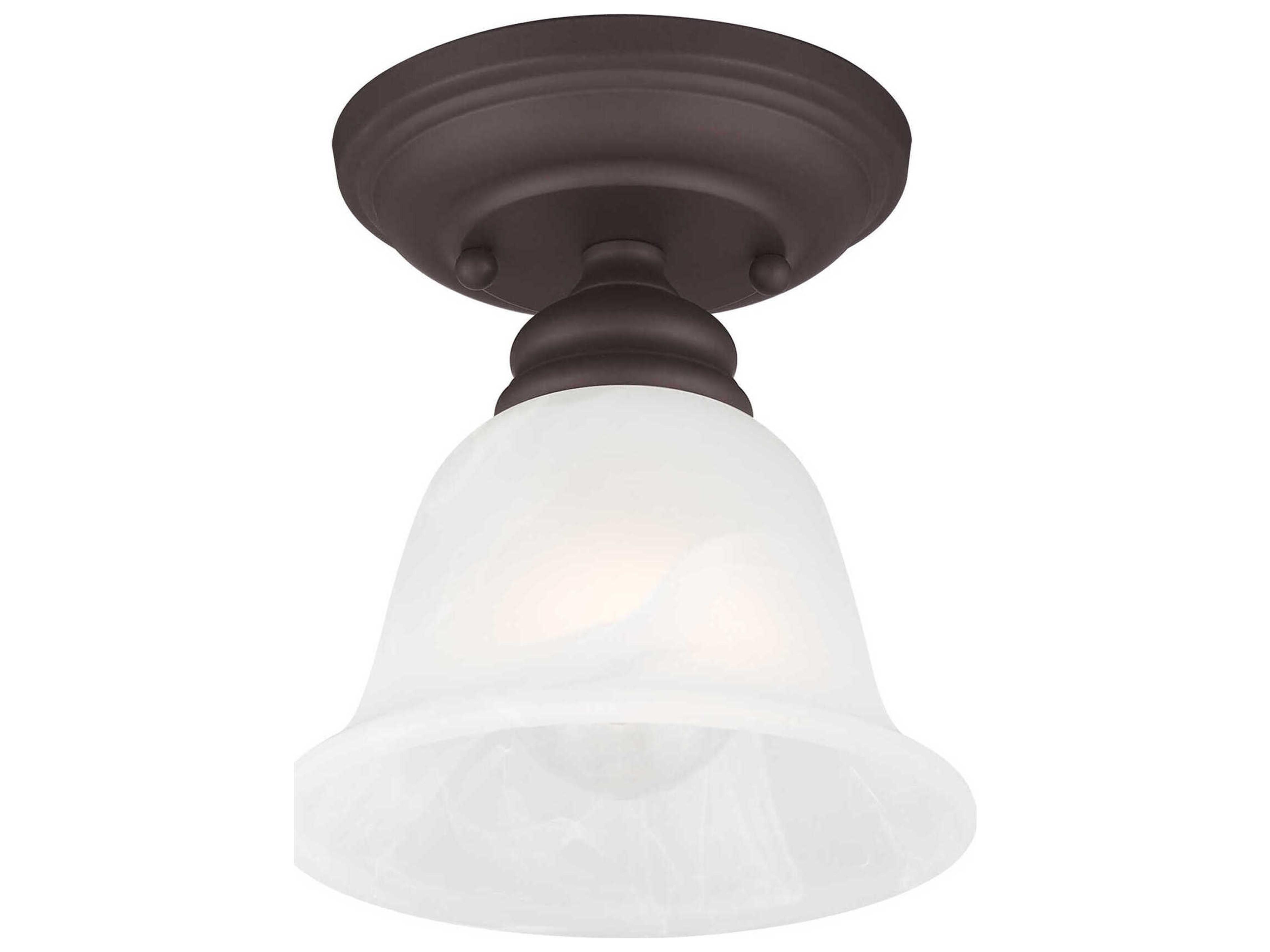 Livex Lighting Essex 1-Light Bronze Glass Bell Semi Flush Mount