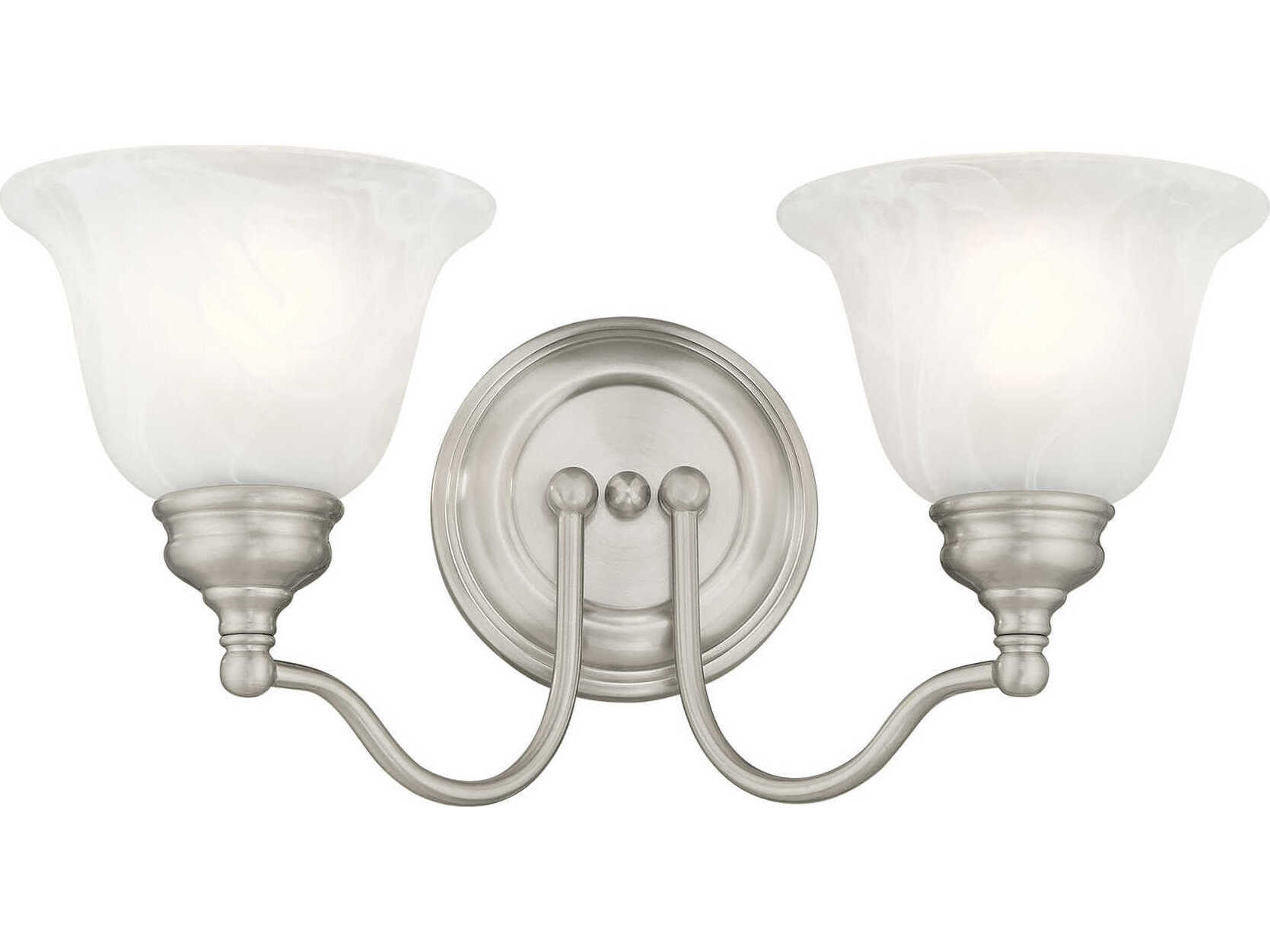 Livex Lighting Essex 2-Light Brushed Nickel Glass Vanity Light