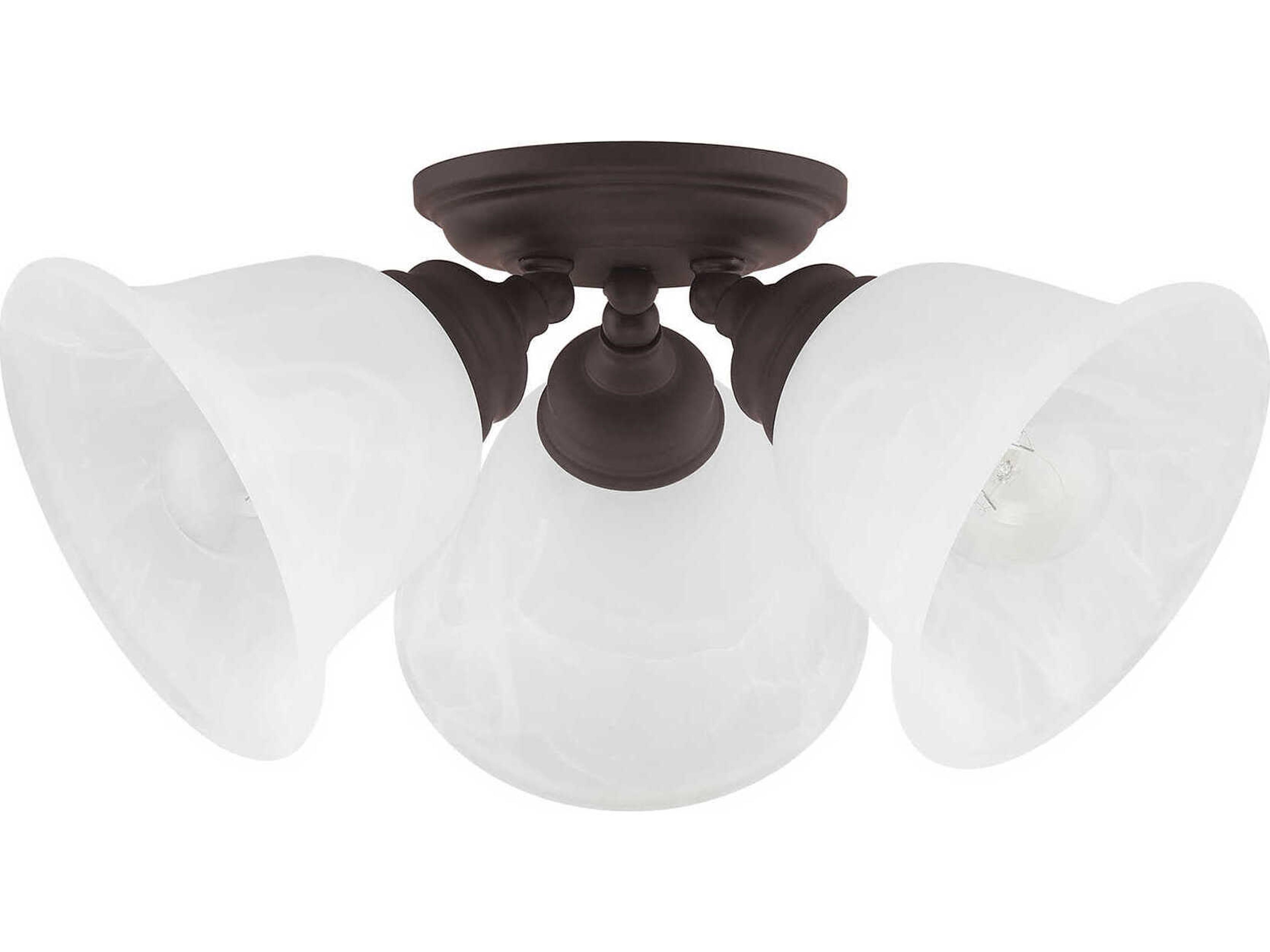 Livex Lighting Essex 3-Light Bronze Glass Bell Semi Flush Mount