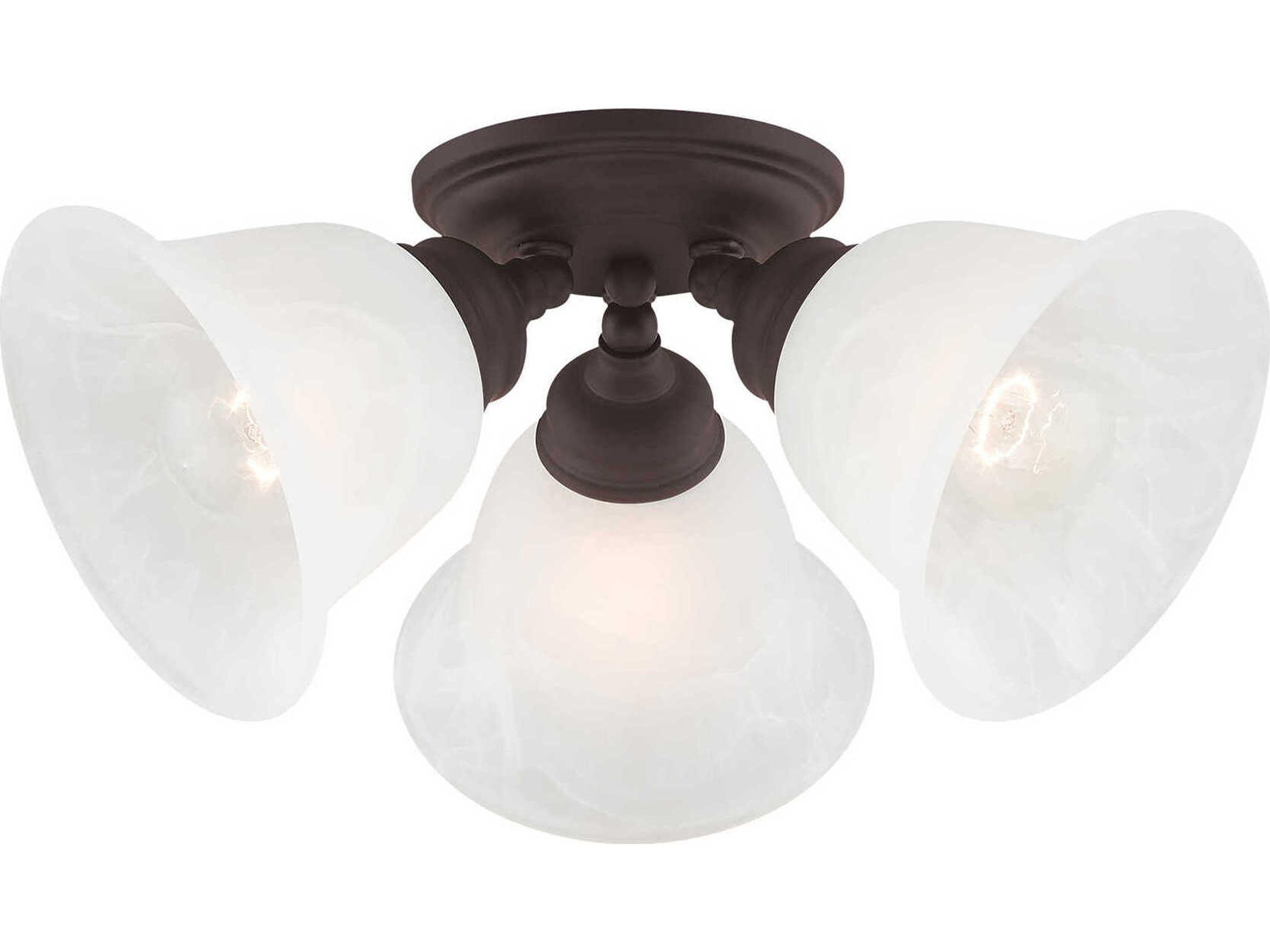 Livex Lighting Essex 3-Light Bronze Glass Bell Semi Flush Mount