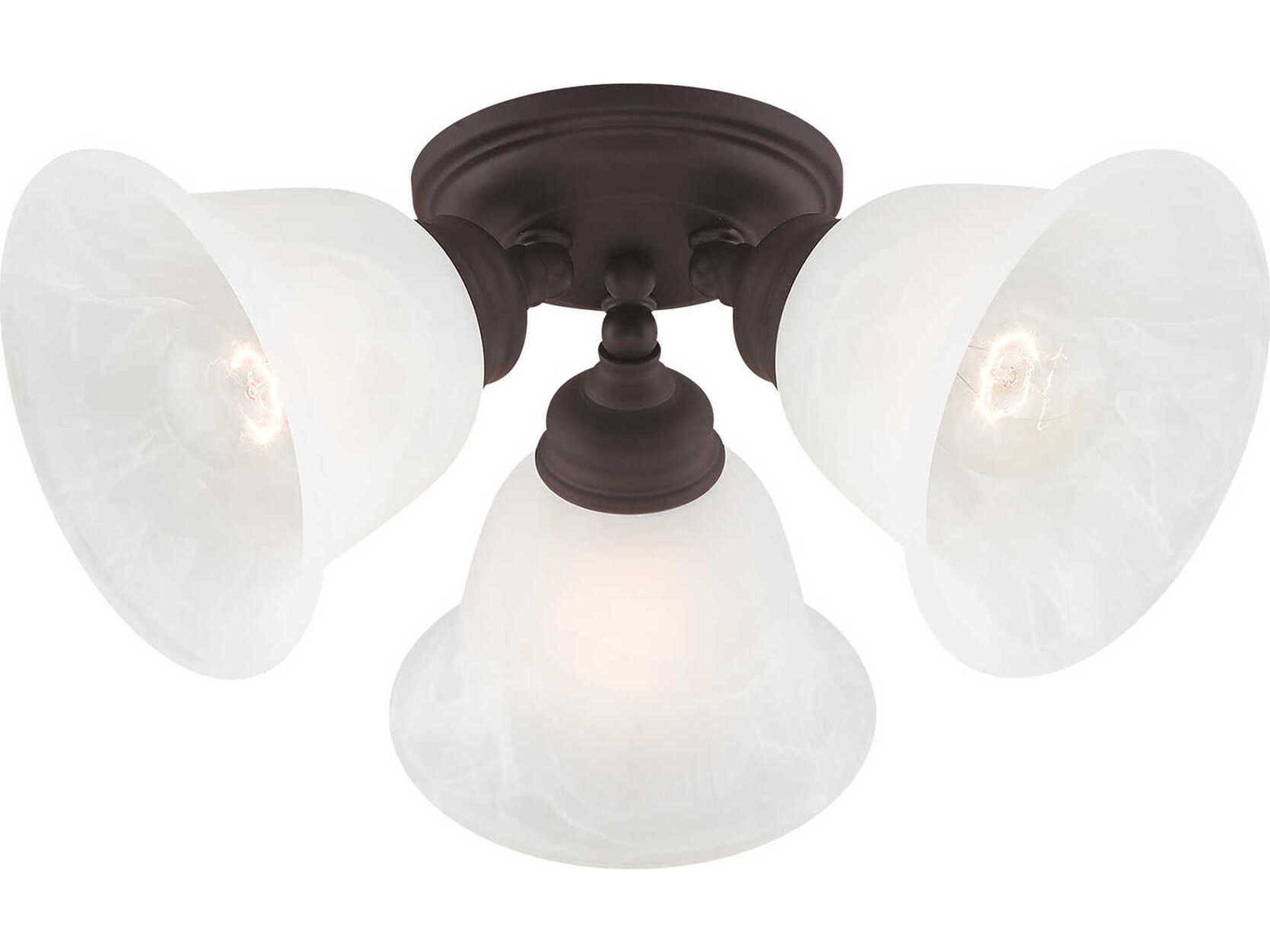 Livex Lighting Essex 3-Light Bronze Glass Bell Semi Flush Mount