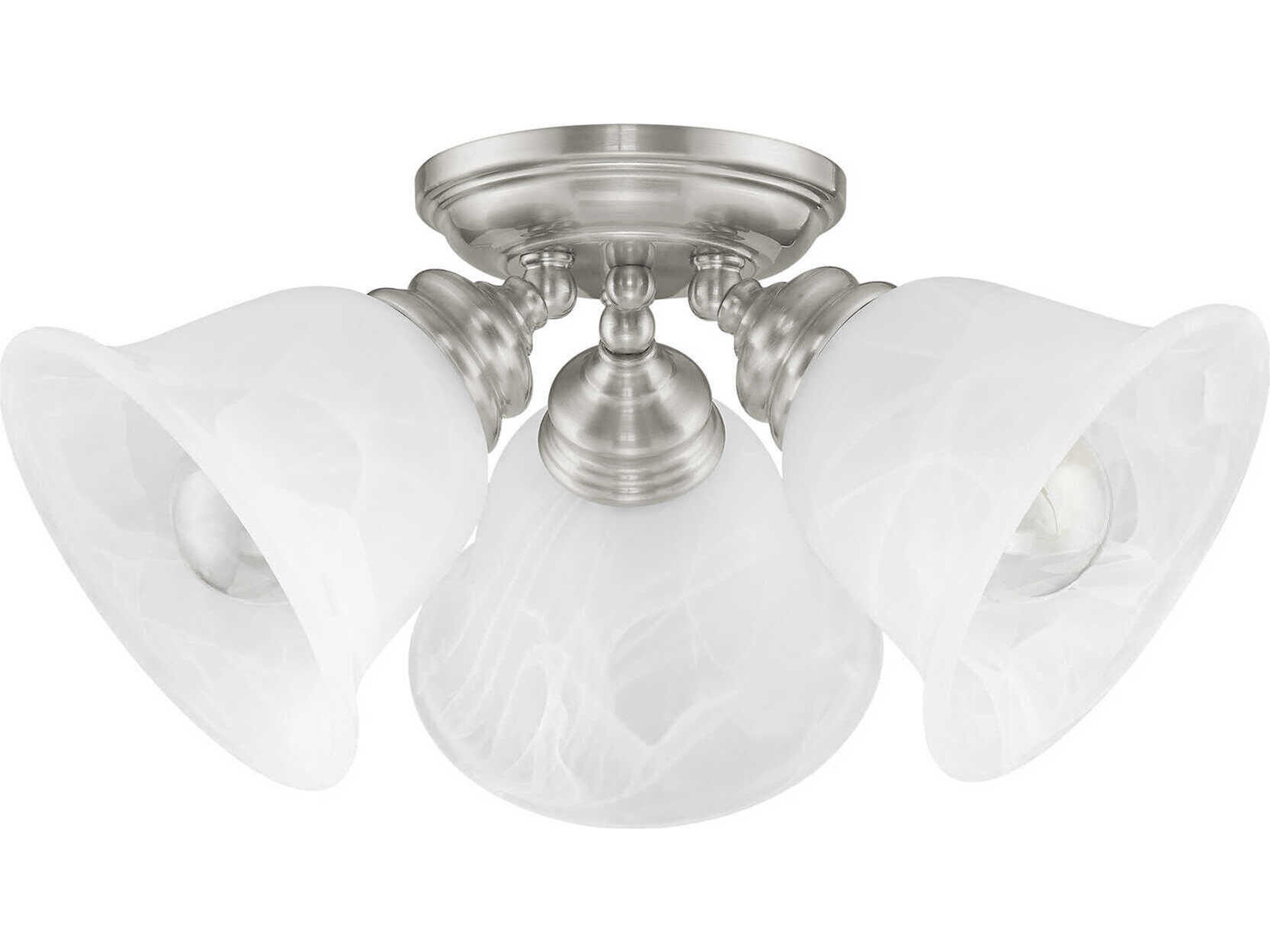 Livex Lighting Essex 3-Light Brushed Nickel Glass Bell Semi Flush Mount