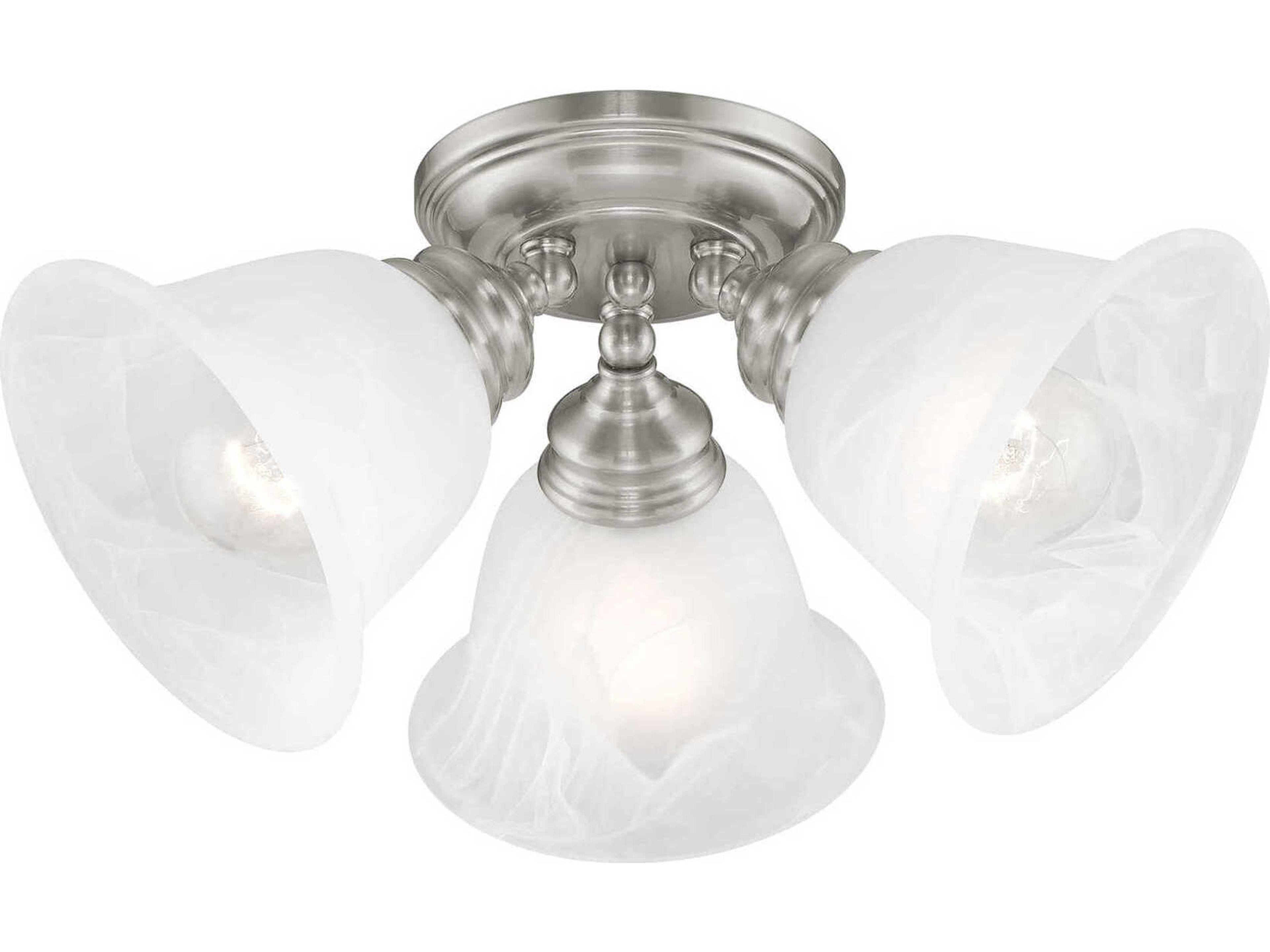 Livex Lighting Essex 3-Light Brushed Nickel Glass Bell Semi Flush Mount