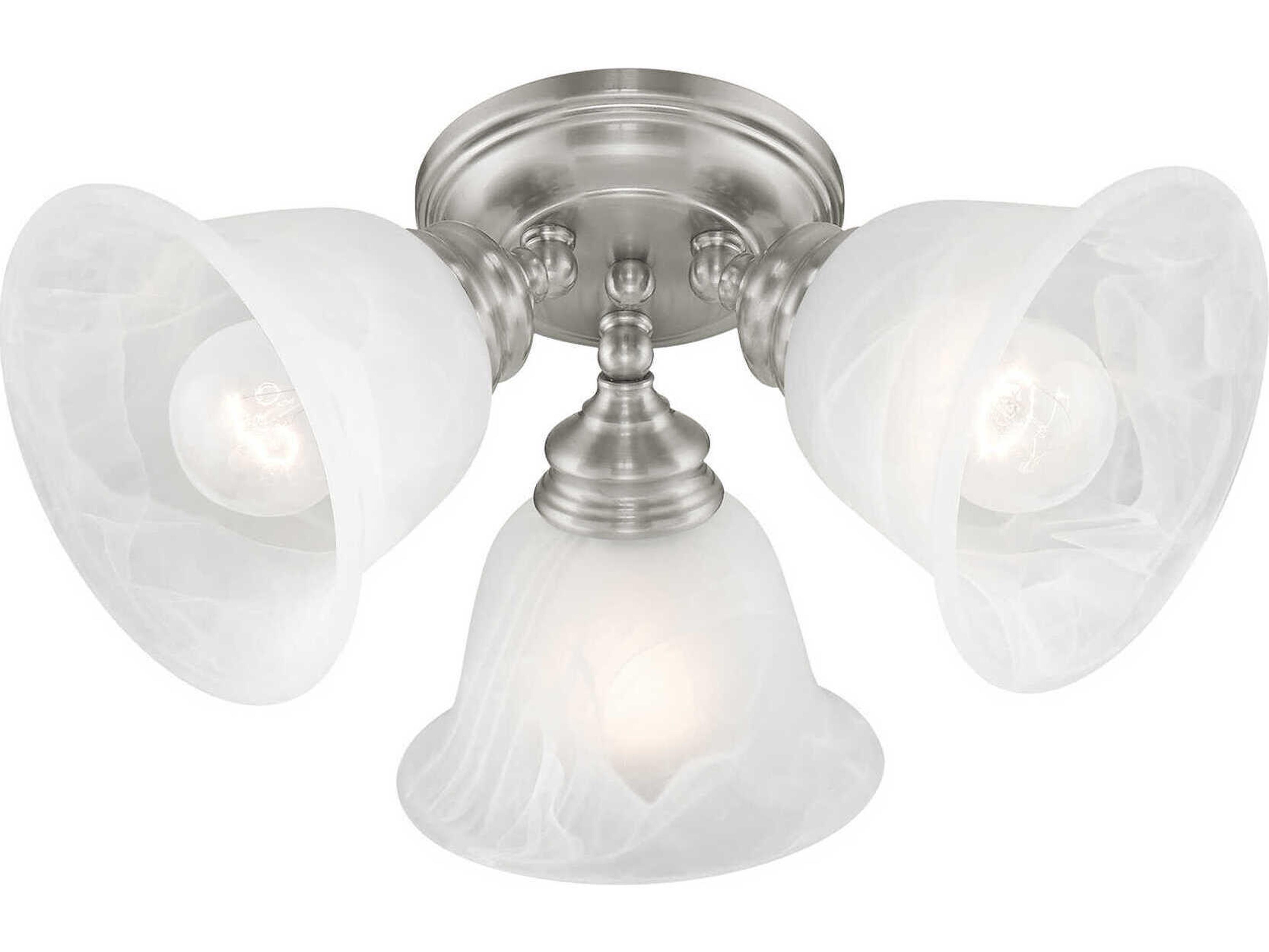 Livex Lighting Essex 3-Light Brushed Nickel Glass Bell Semi Flush Mount