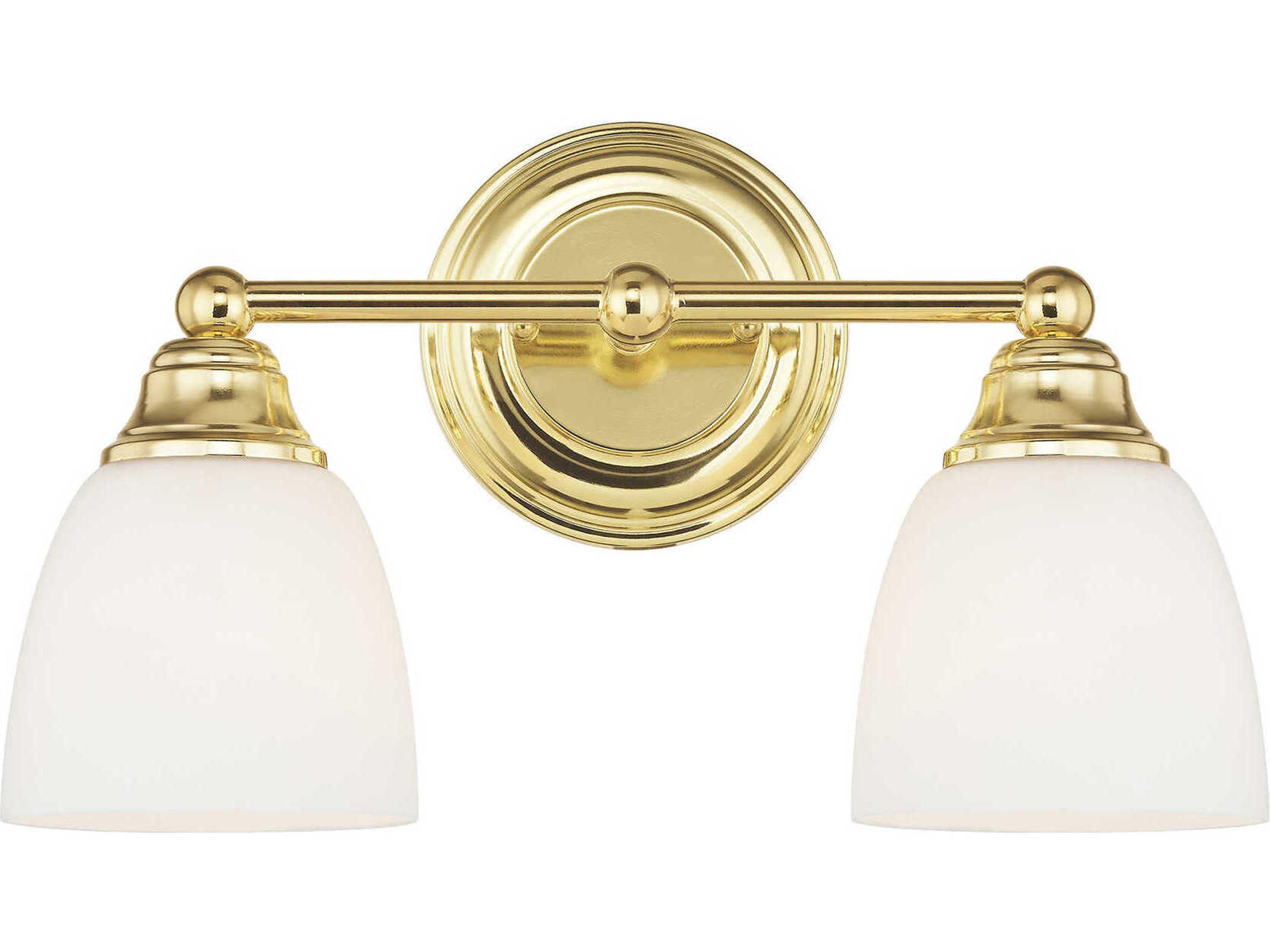 Somerville 2-Light Polished Brass Glass Vanity Light